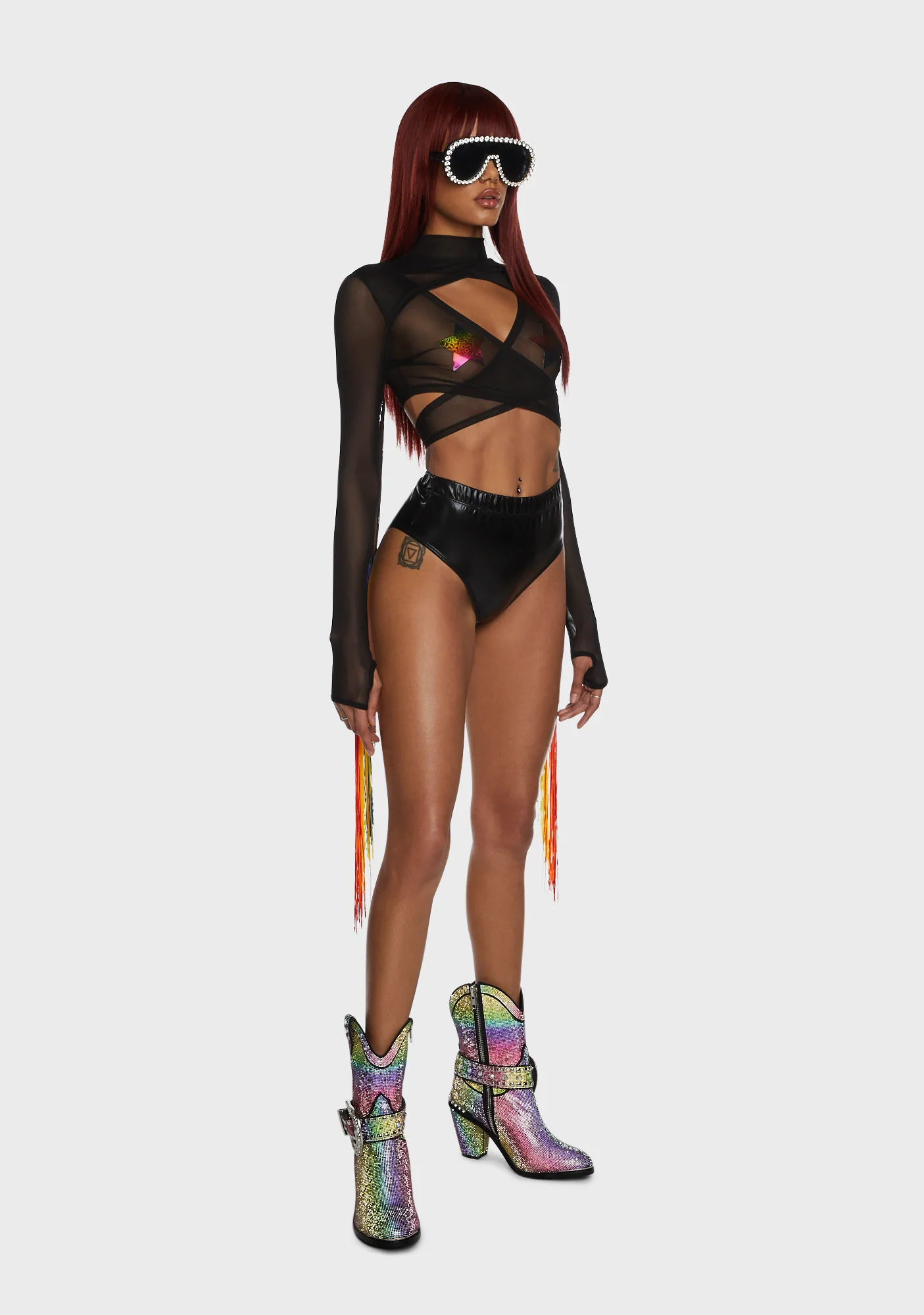 Technicolor Trip Fringe Wrap Top - Image 5