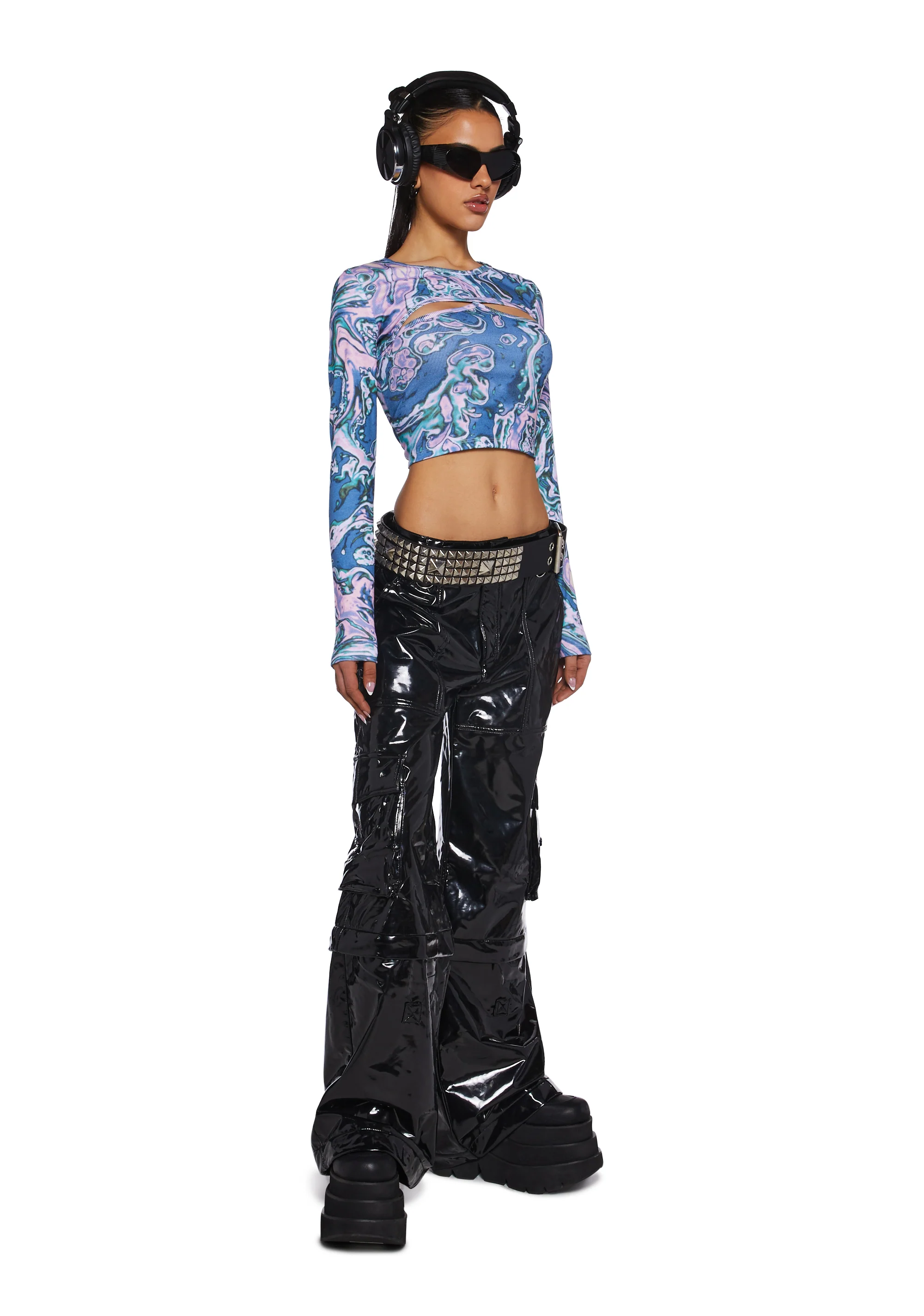 Techno Angel Long Sleeve Crop Top - Image 2