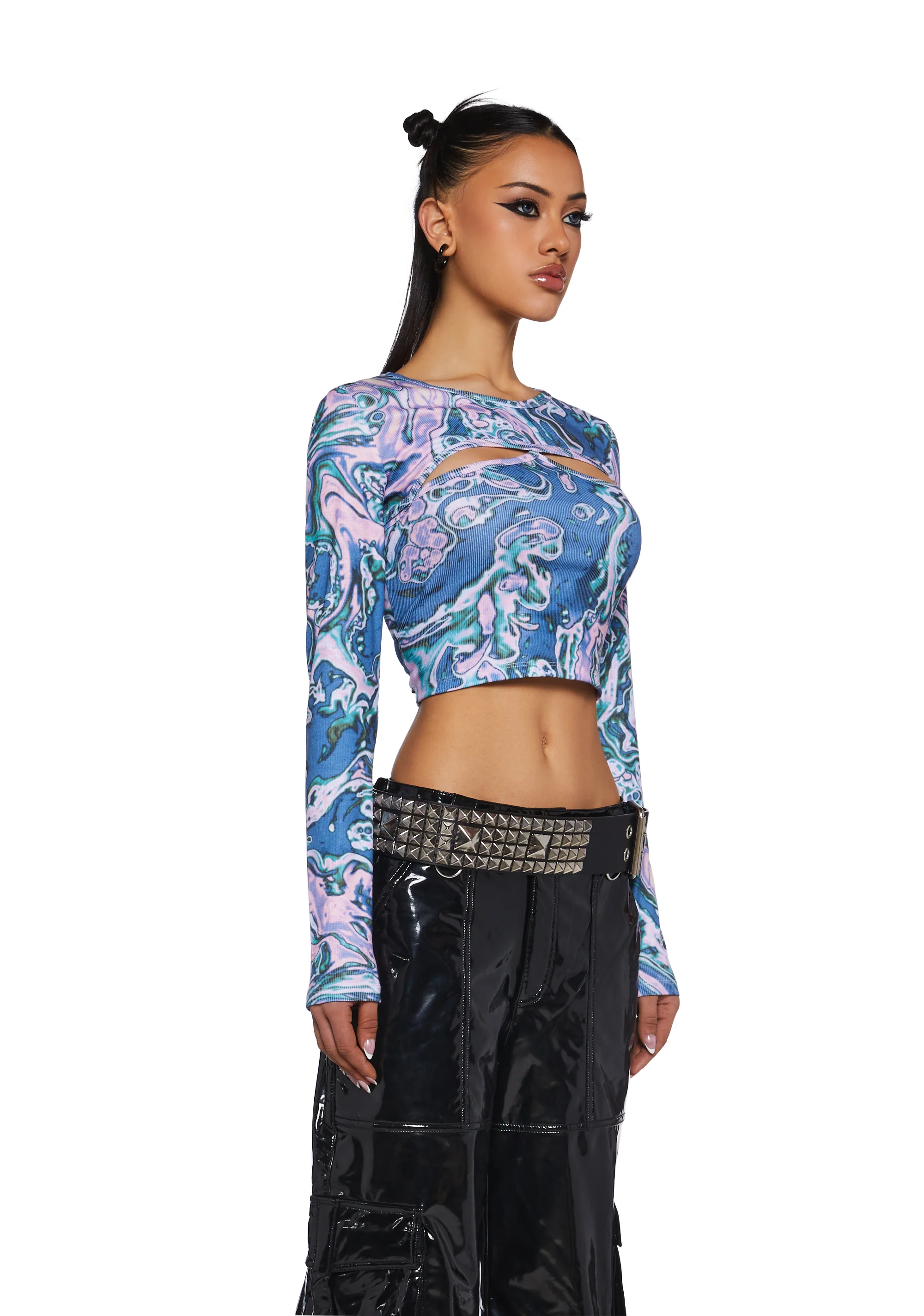 Techno Angel Long Sleeve Crop Top - Image 3