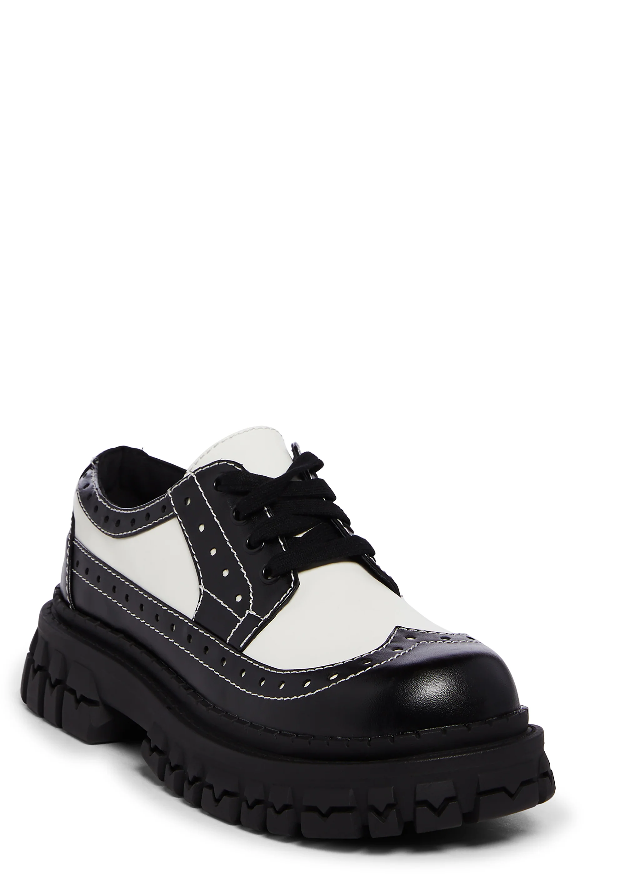Teen Craft Color Block Oxford Platform Shoes - Black/White - Image 2