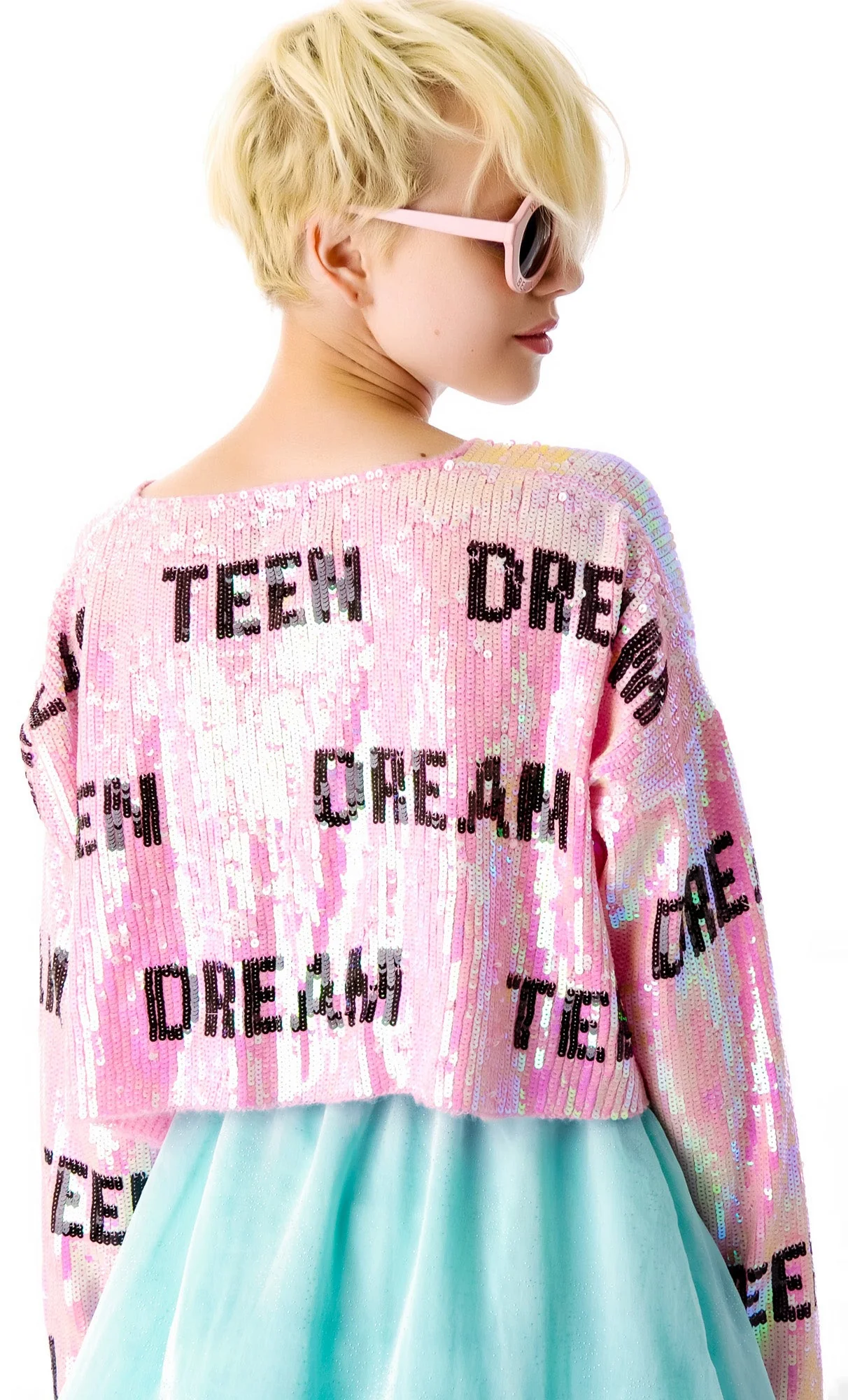 Teen Dream Billy Crop Sweater - Pink - Image 2