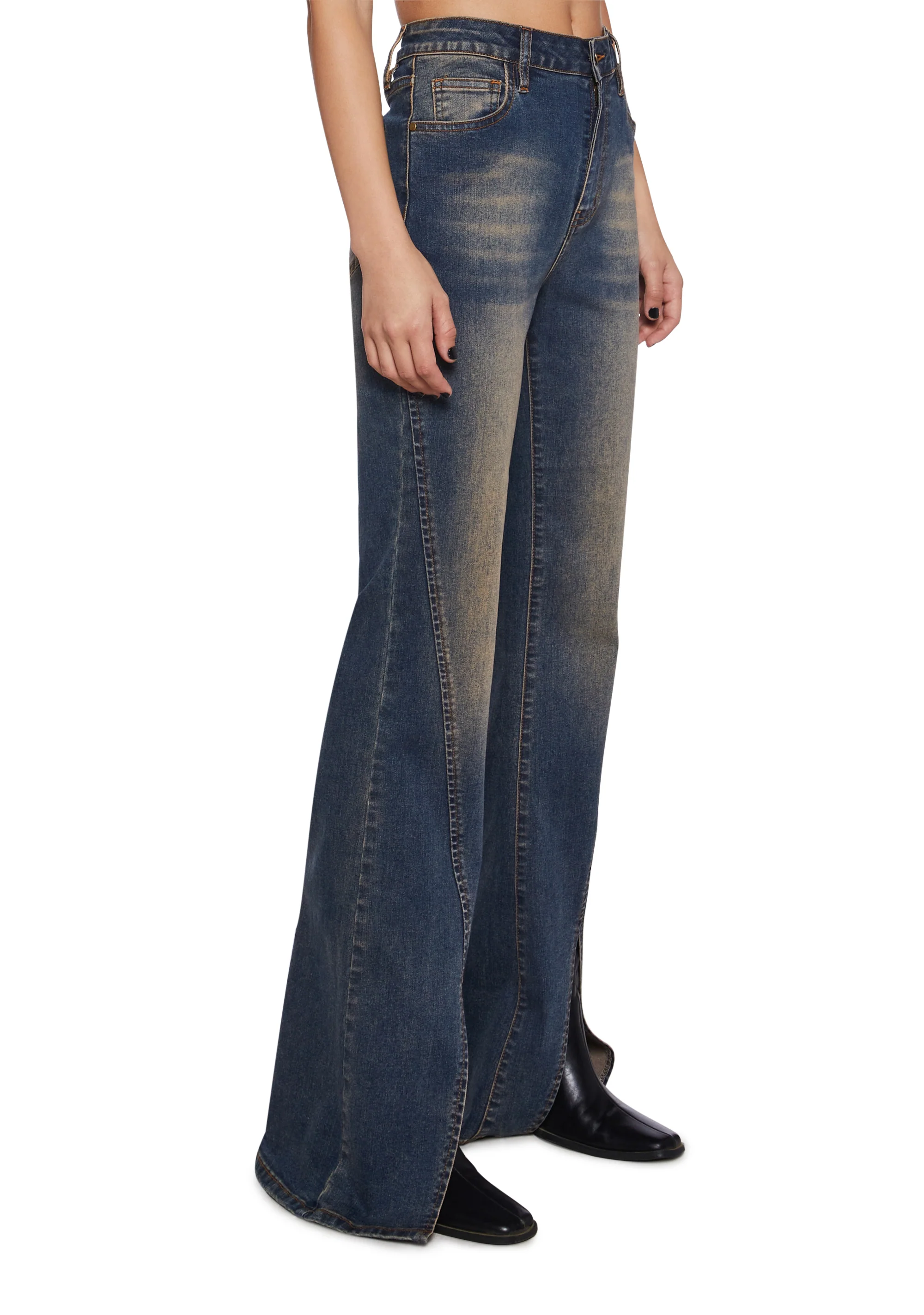Tell Your Friends Split Hem Denim Jeans - Image 3