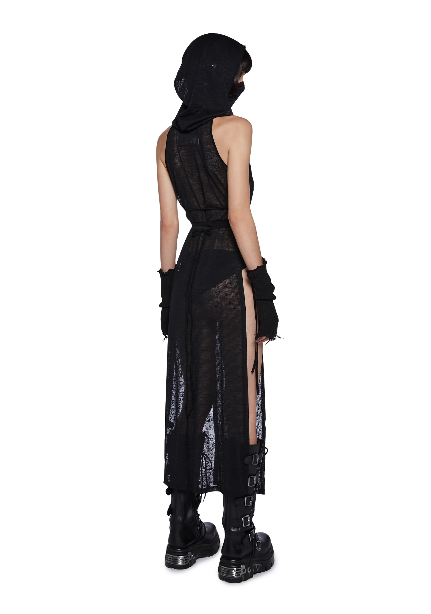 Tempo Hooded Maxi Keyhole Tank And Panty Set - Black - Image 4
