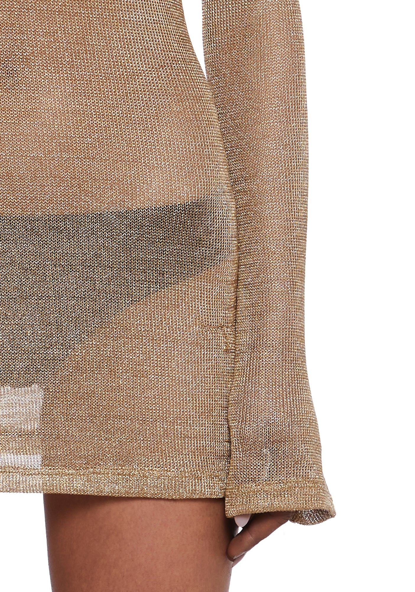 Tempo Metallic Knit Mini Dress - Gold - Image 6