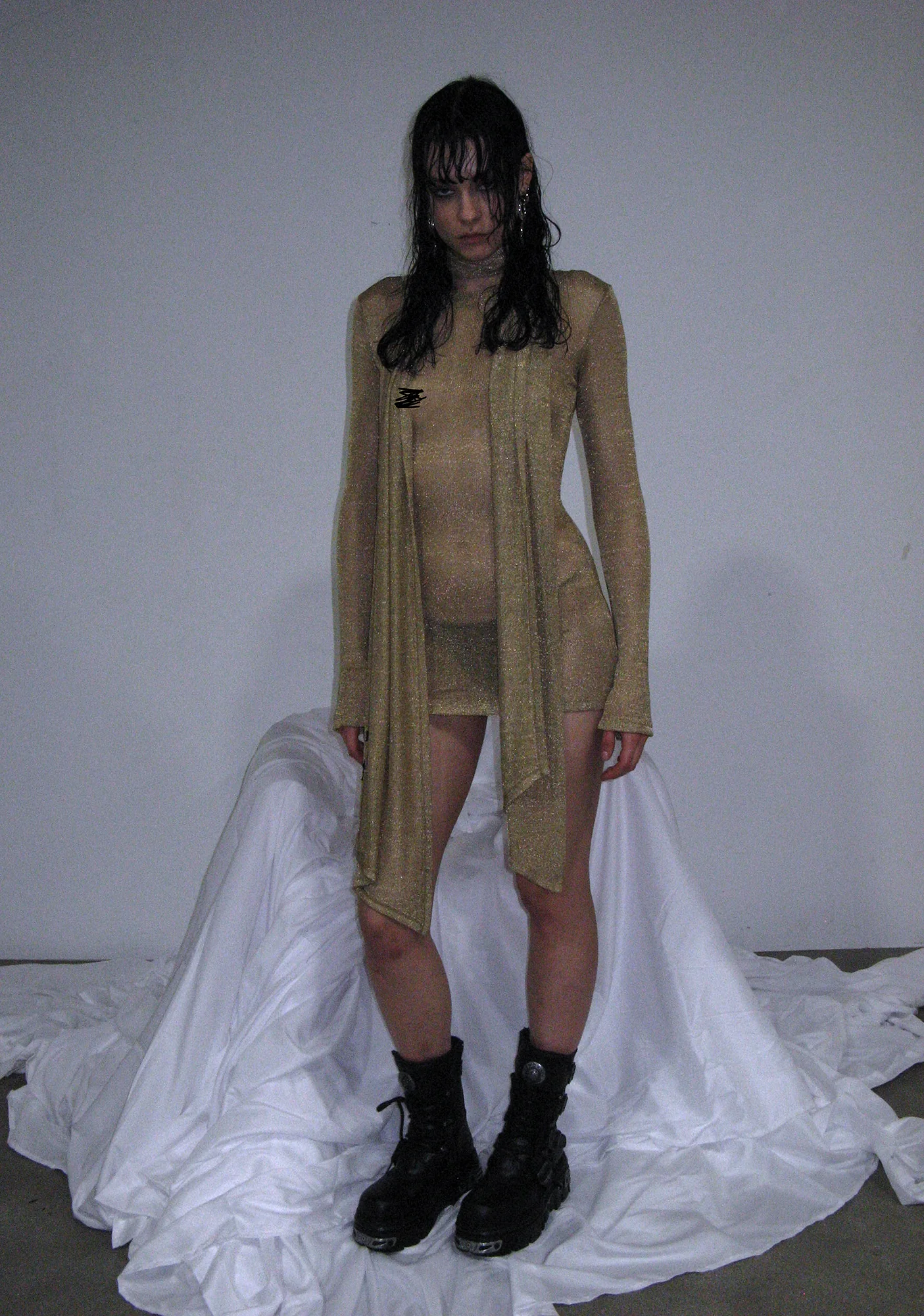 Tempo Metallic Knit Mini Dress - Gold - Image 7