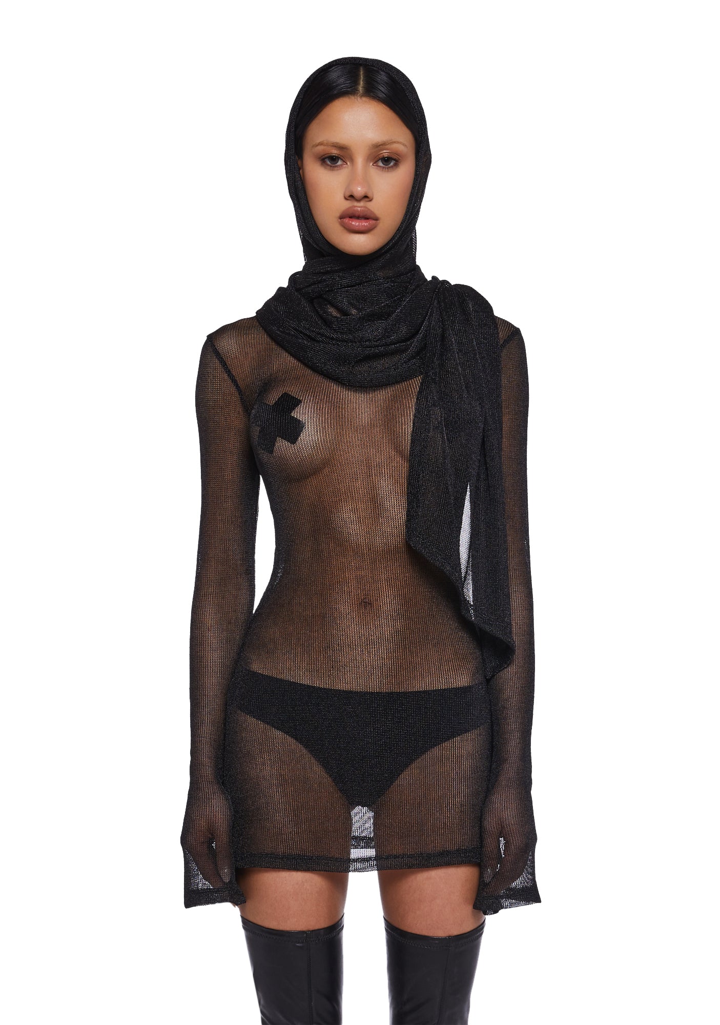 Tempo Metallic Wrap Scarf - Black - Image 10