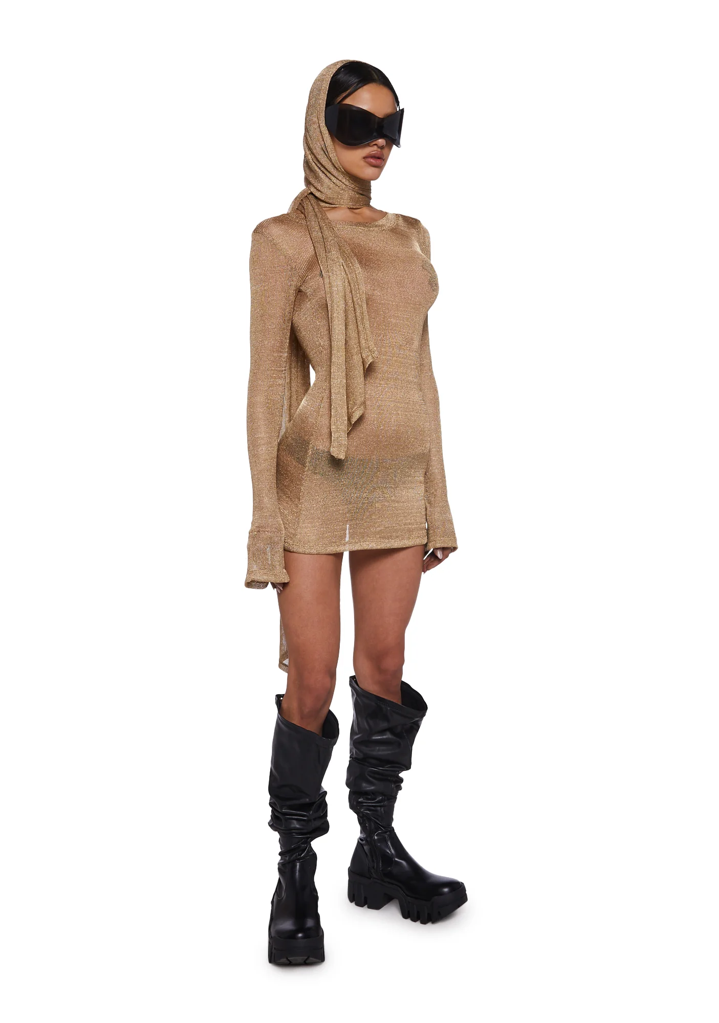 Tempo Metallic Wrap Scarf - Gold - Image 2