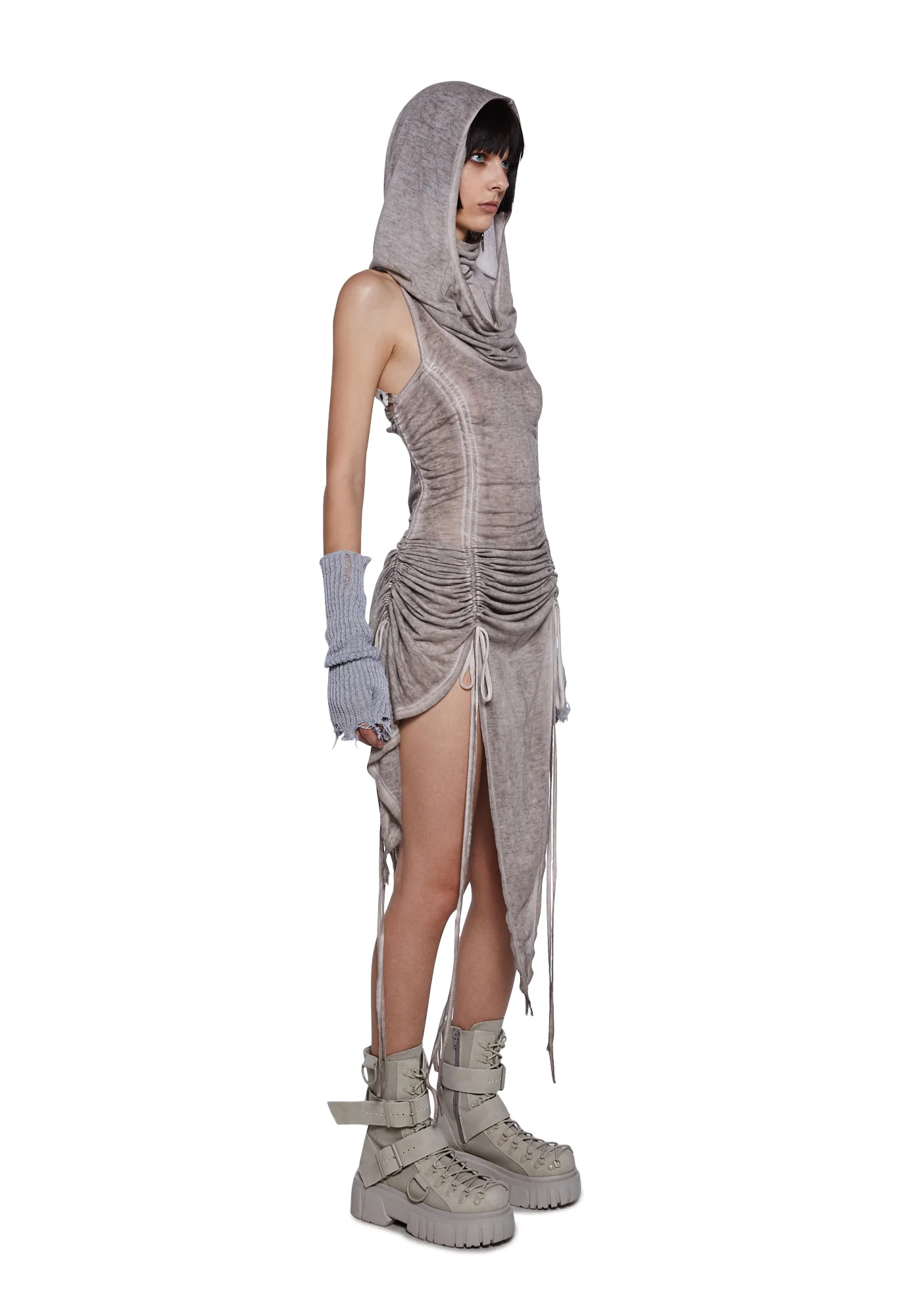 Tempo Ruched Harness Dress - Off White - Image 3