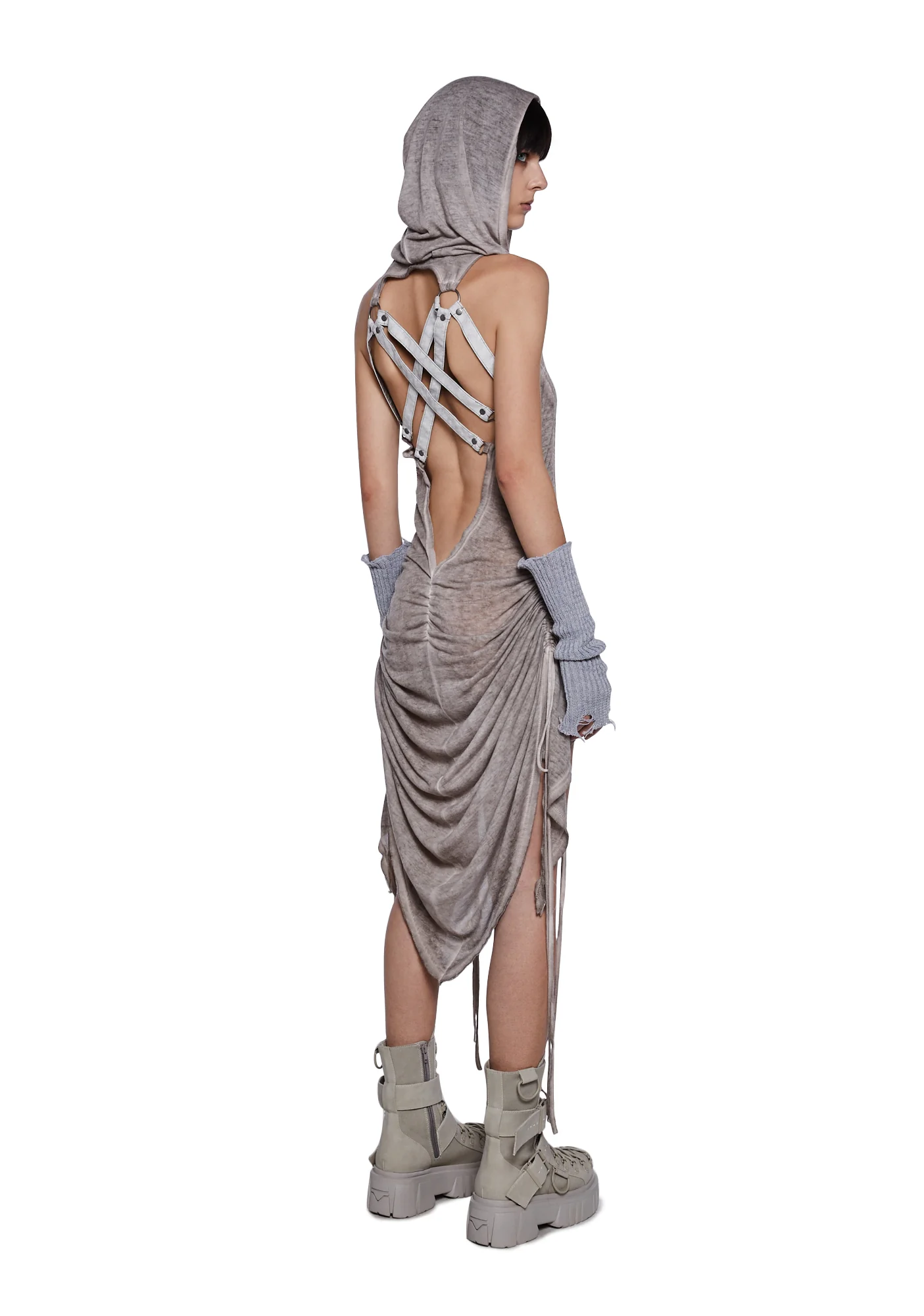 Tempo Ruched Harness Dress - Off White - Image 4