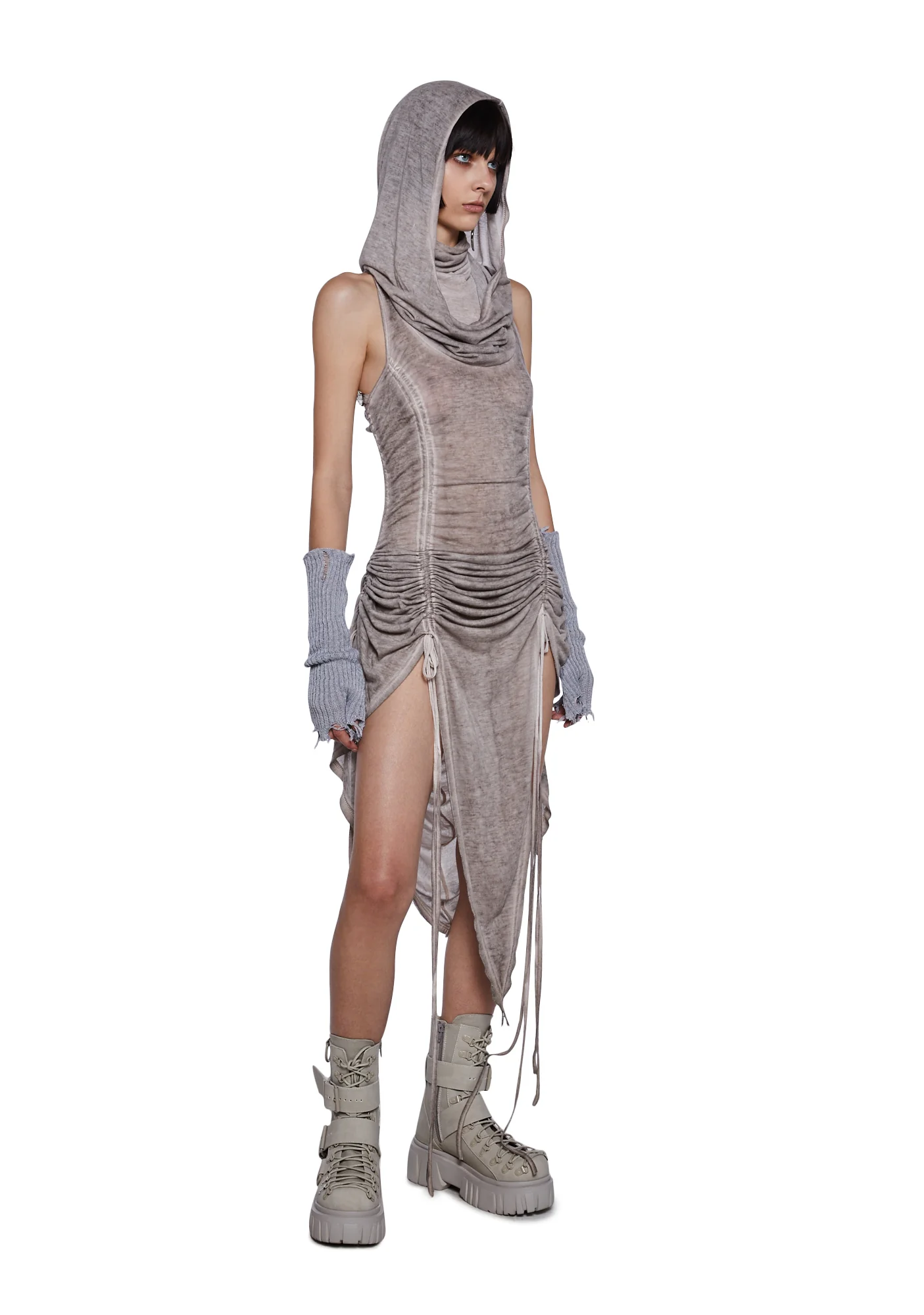 Tempo Ruched Harness Dress - Off White - Image 6