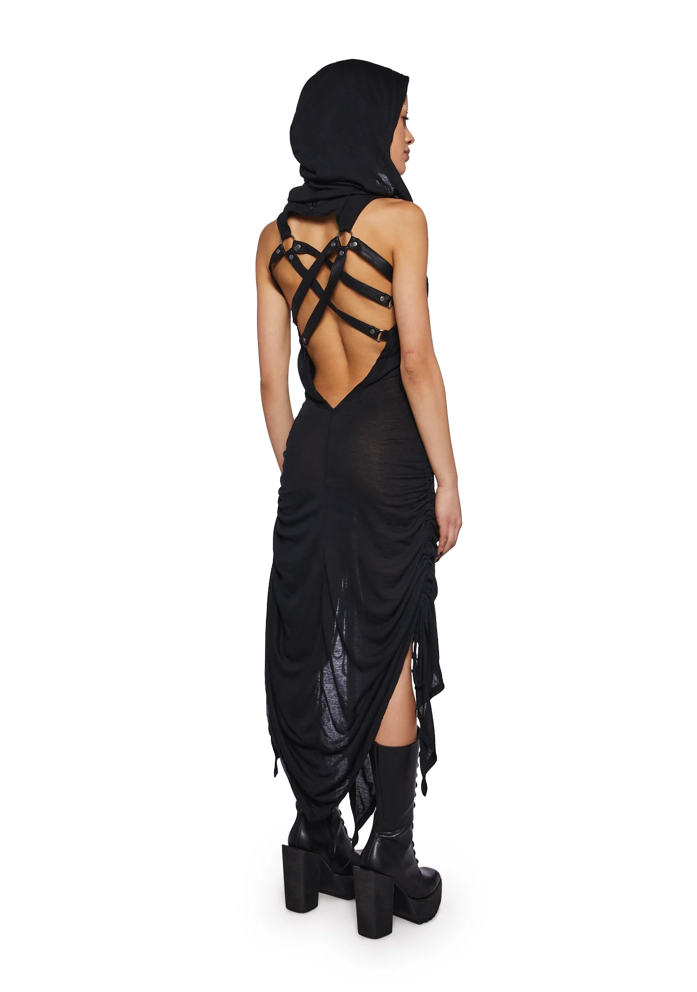 Crossfade Ruched Harness Dress - Black - Image 4