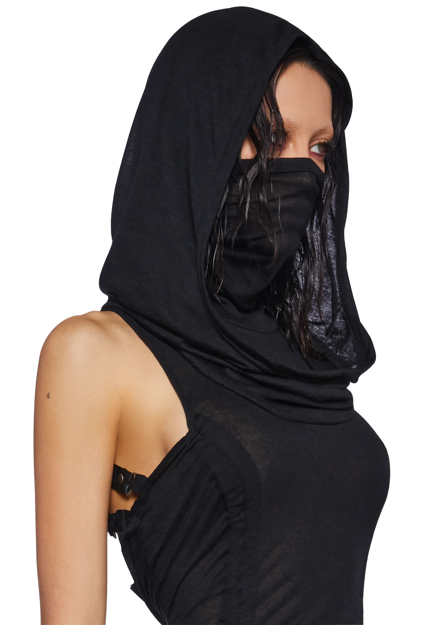 Crossfade Ruched Harness Dress - Black - Image 7