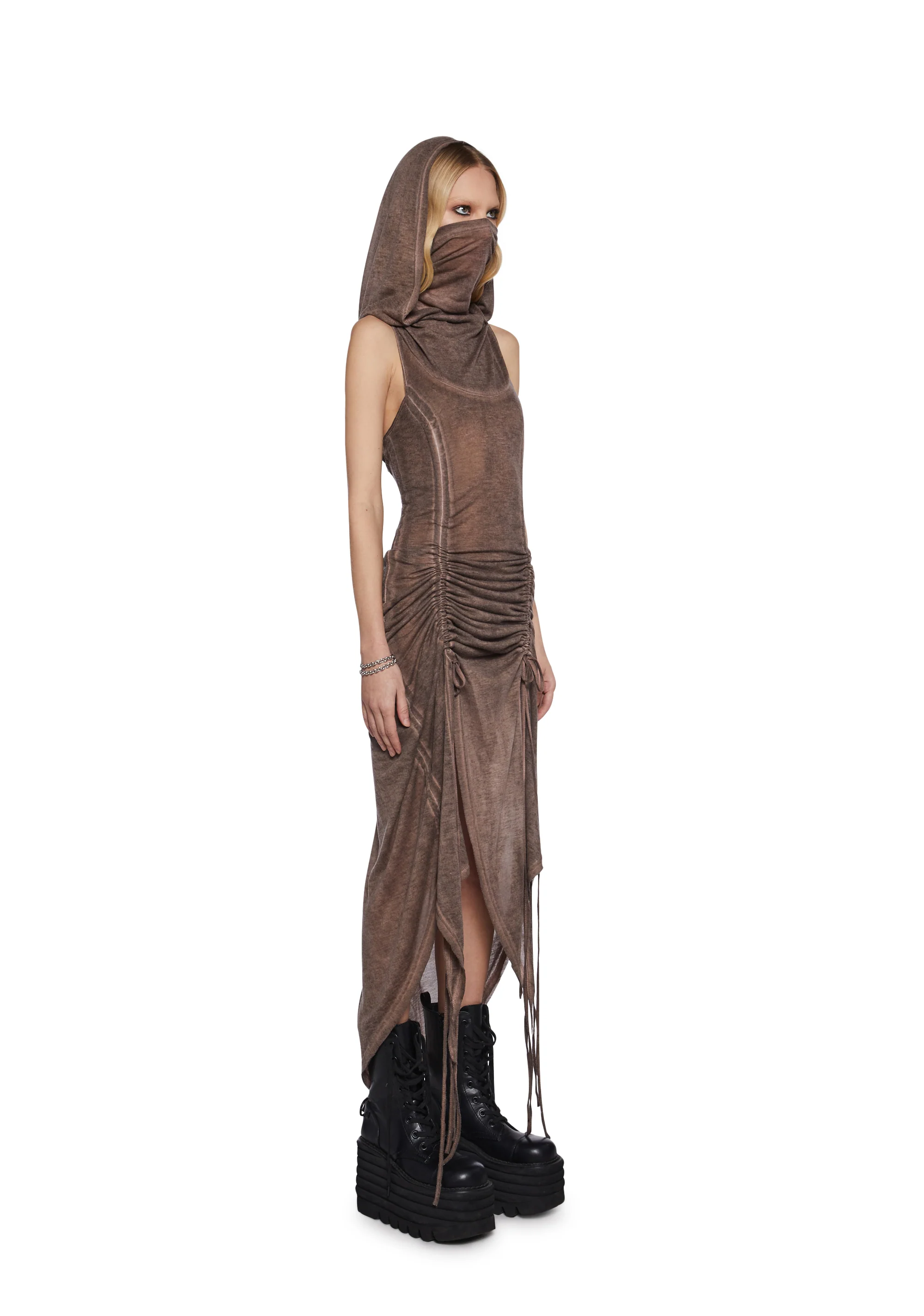 Tempo Ruched Harness Dress - Brown - Image 5
