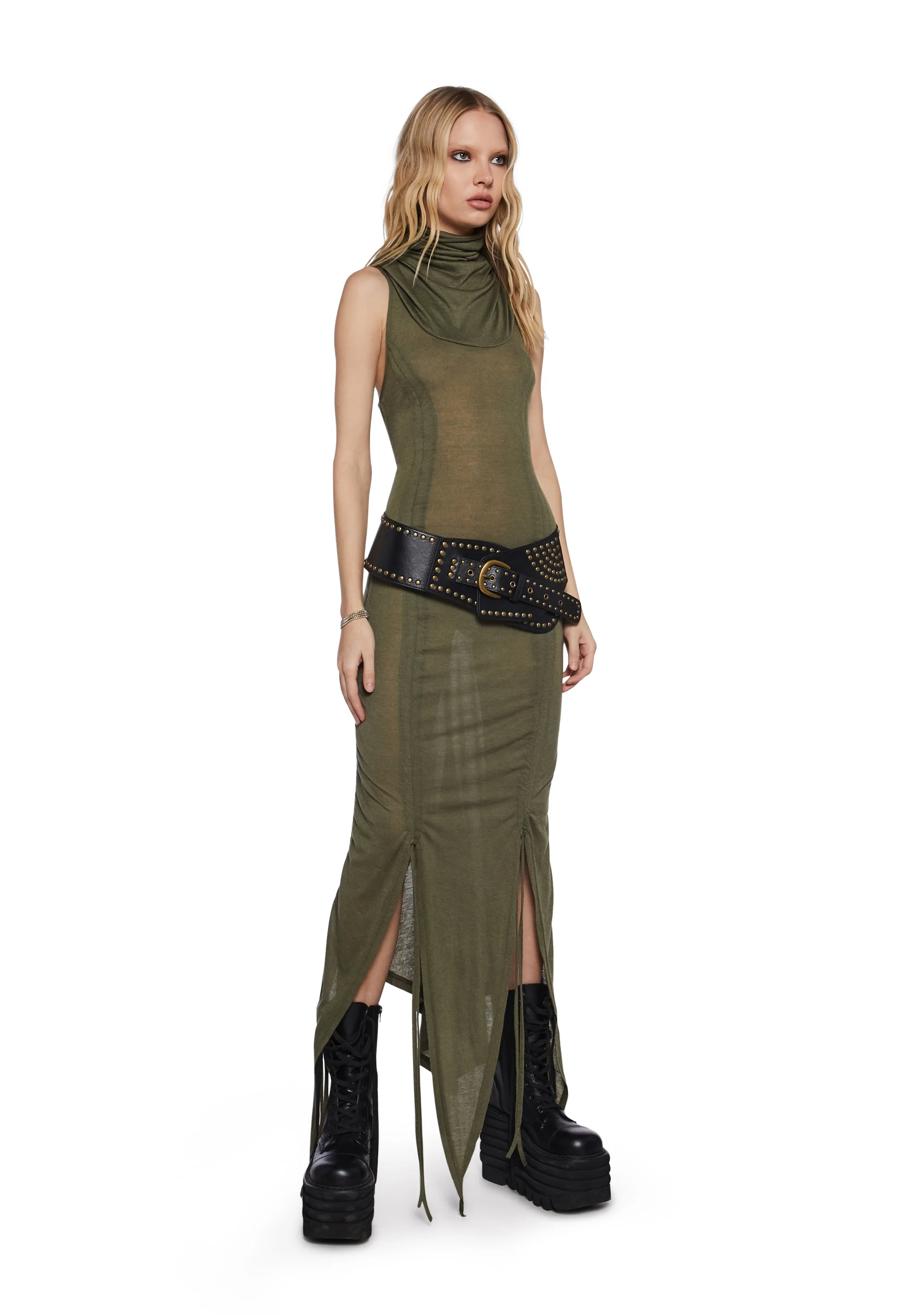 Tempo Ruched Harness Dress - Green - Image 3