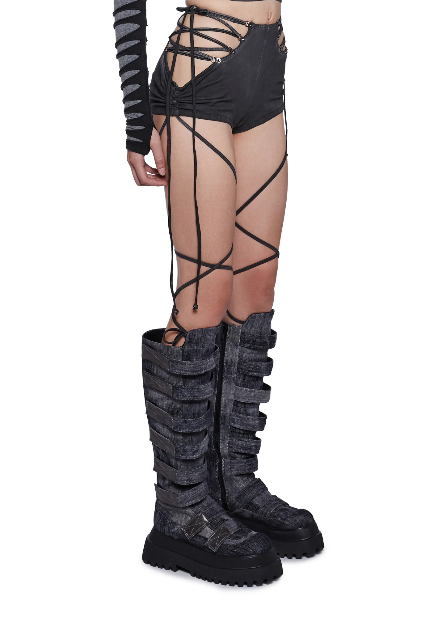 Tempo Ruched Lace-Up Shorts - Image 3