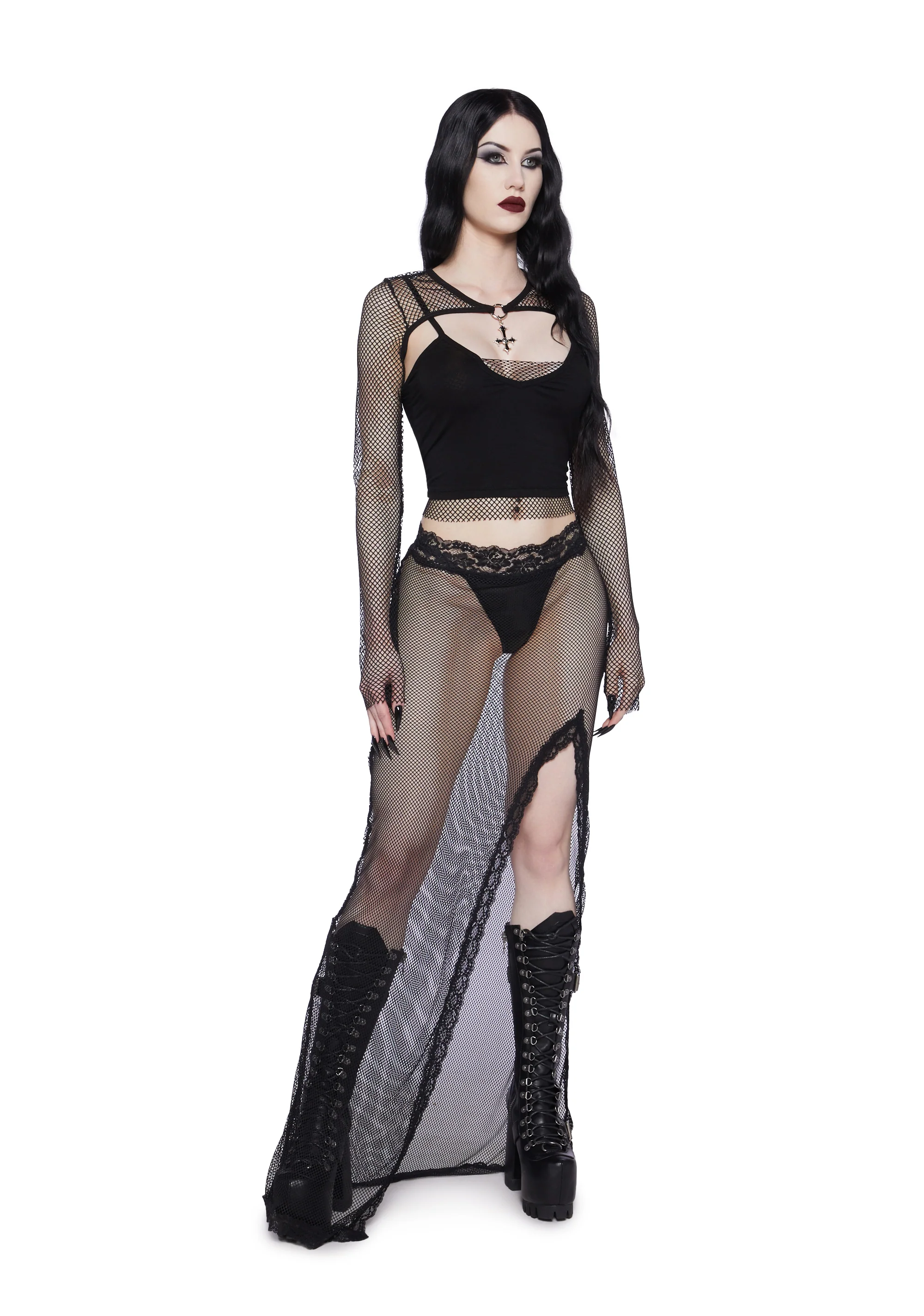 Temptations Fishnet Maxi Skirt - Image 2