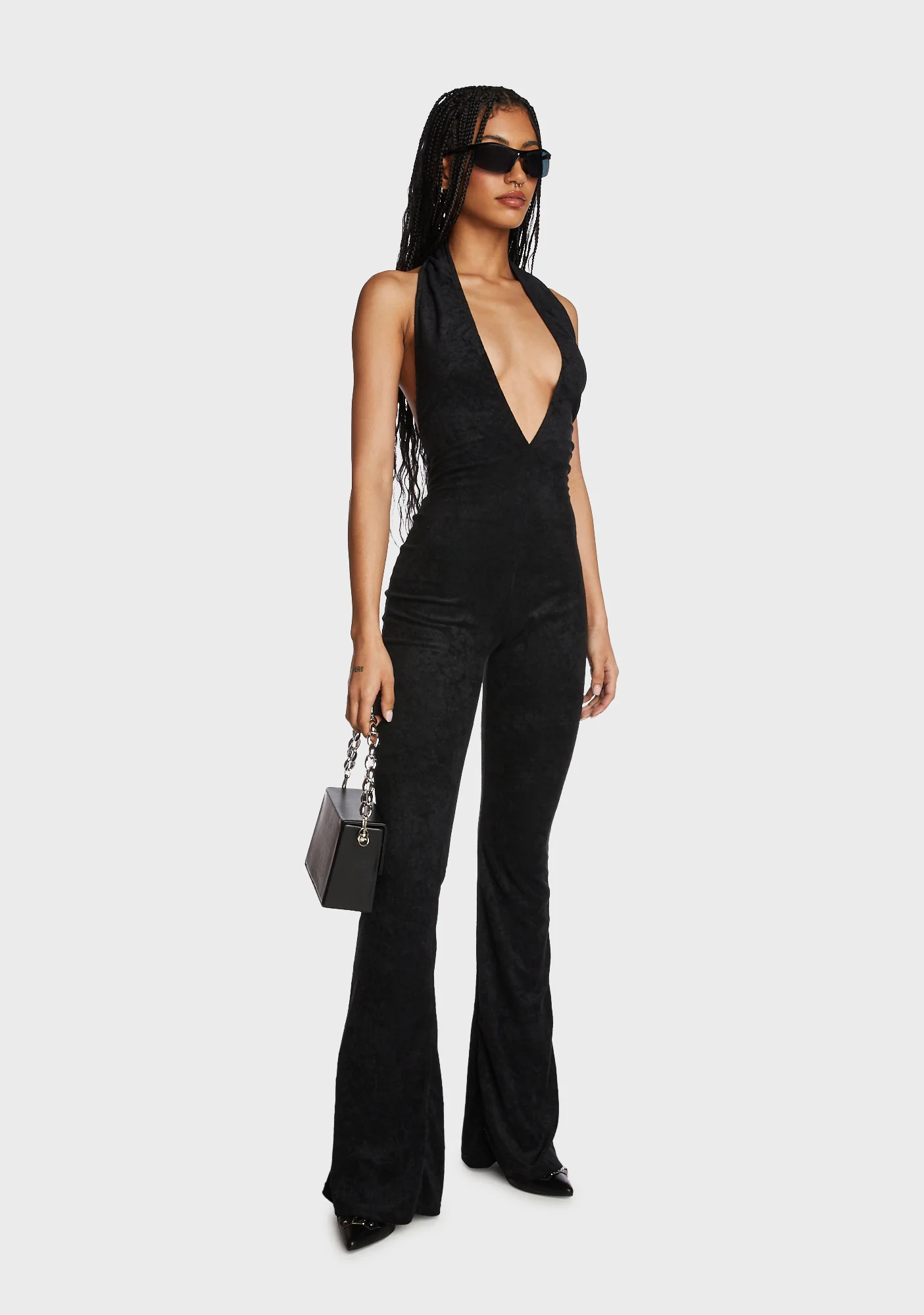 Terri Open Back Jumpsuit - Black - Image 3