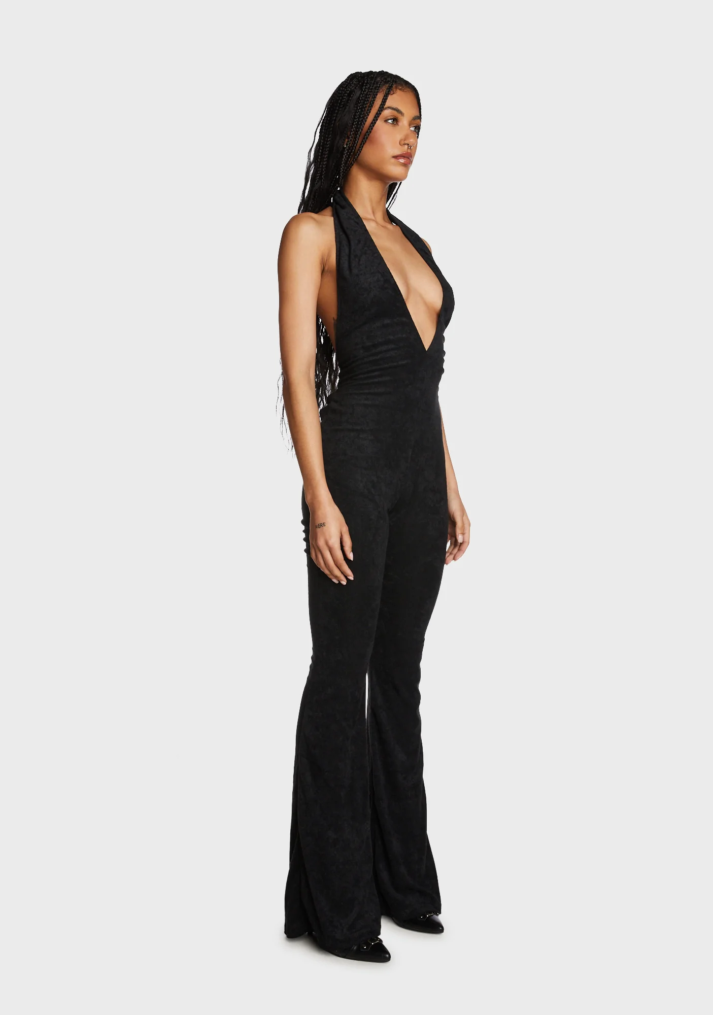 Terri Open Back Jumpsuit - Black - Image 4