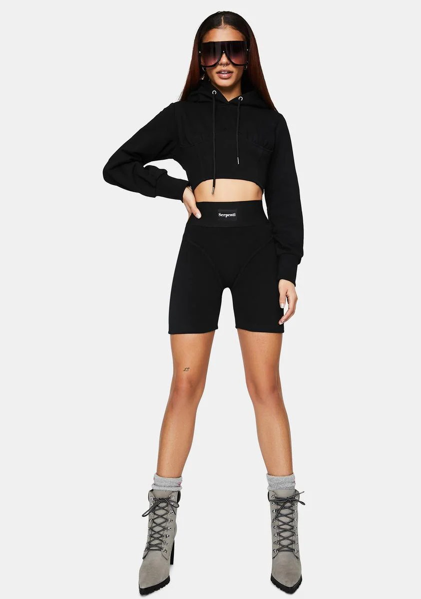 The Black Cropped Hoodie - Image 3