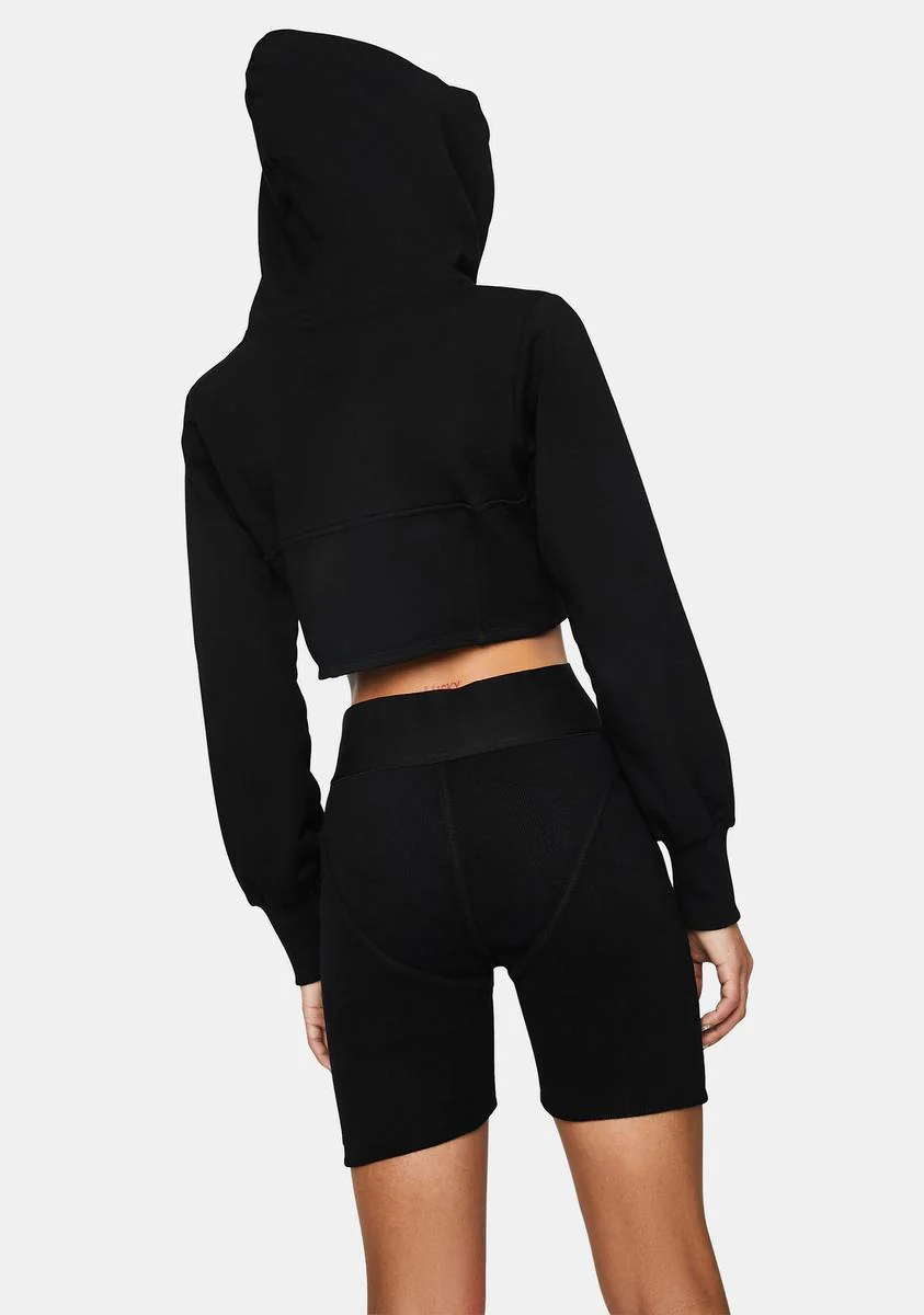 The Black Cropped Hoodie - Image 4