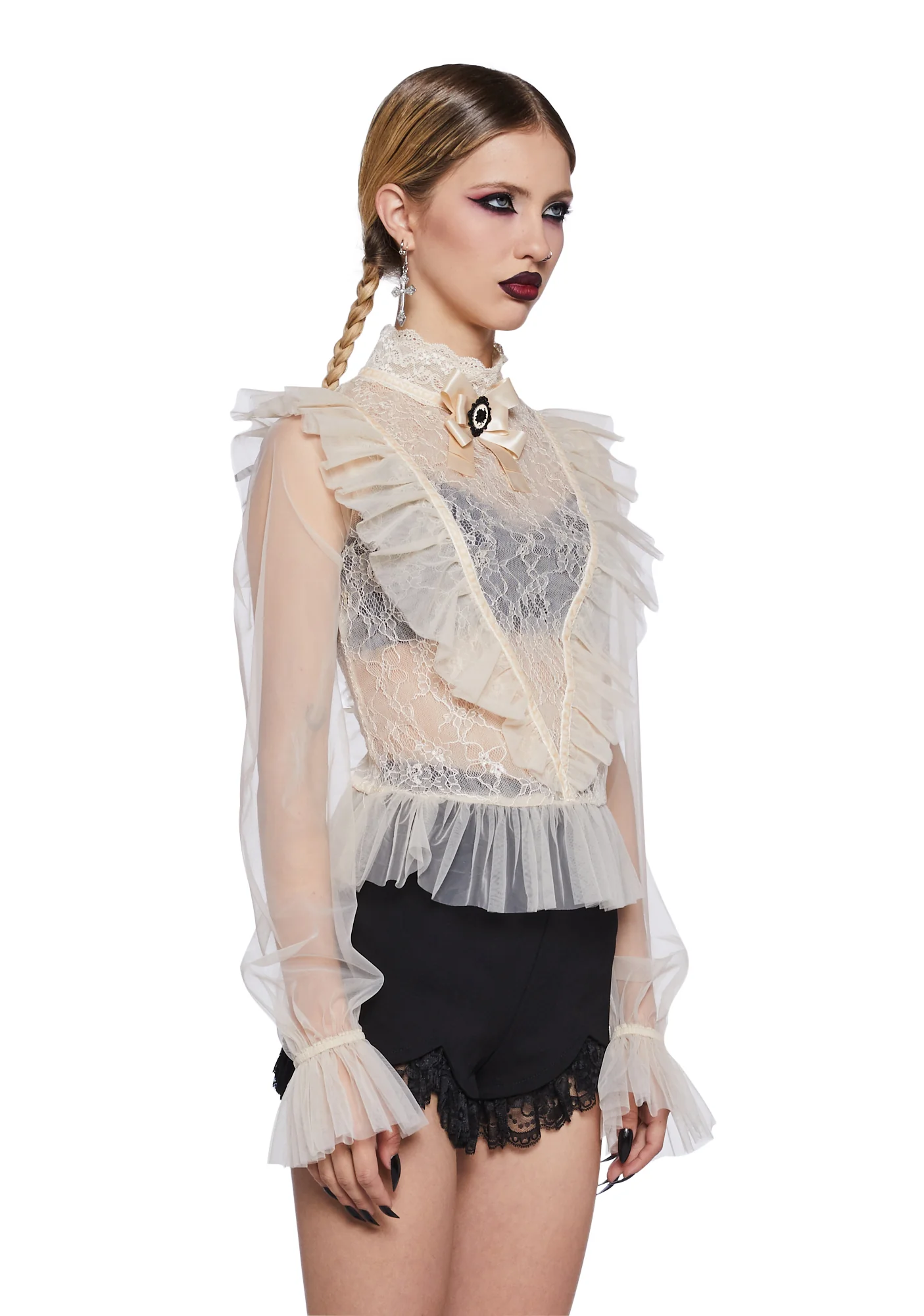 The Midnight Hour Sheer Blouse - Off White - Image 3