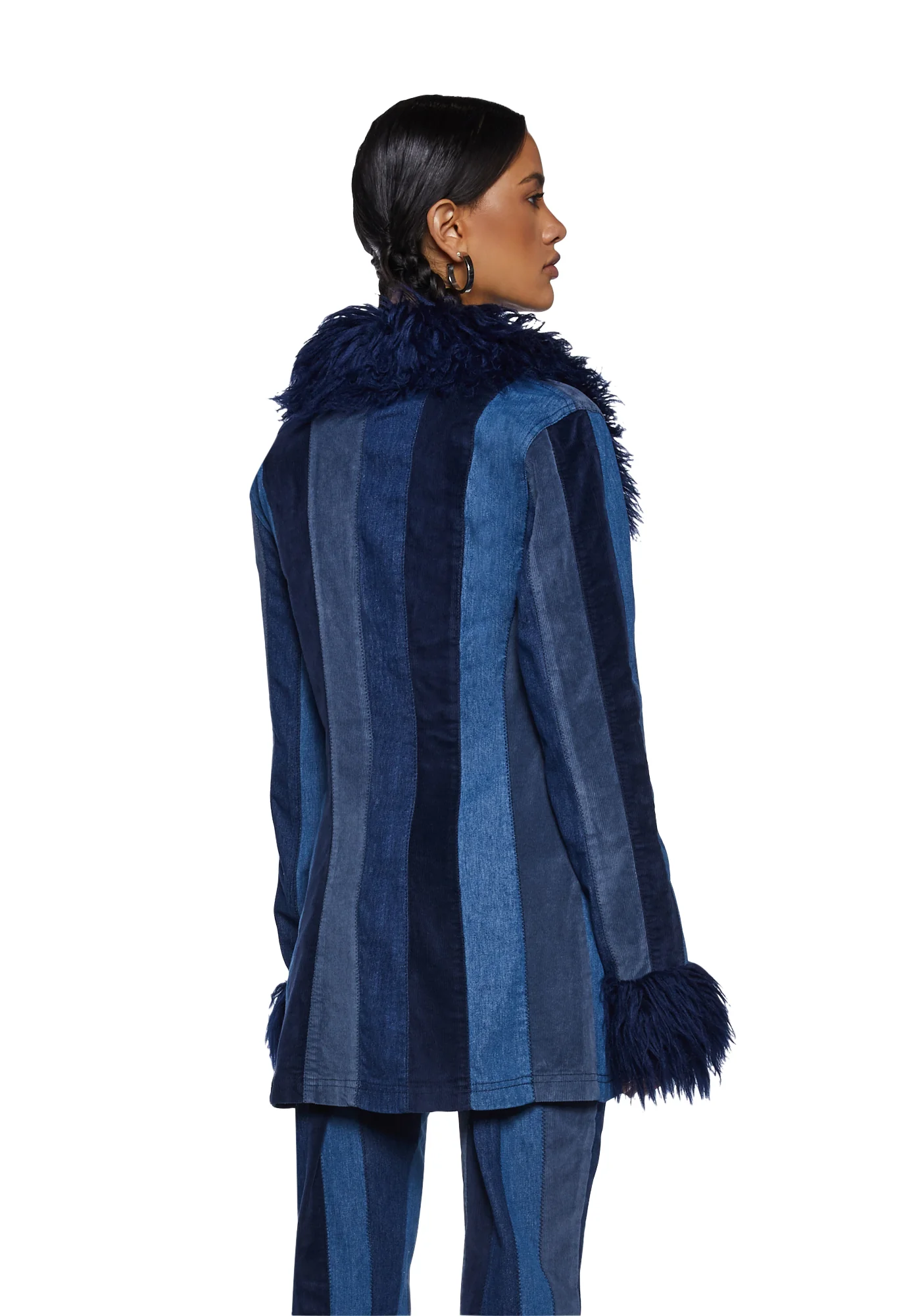 The Peace Train Faux Fur Jacket - Blue - Image 4