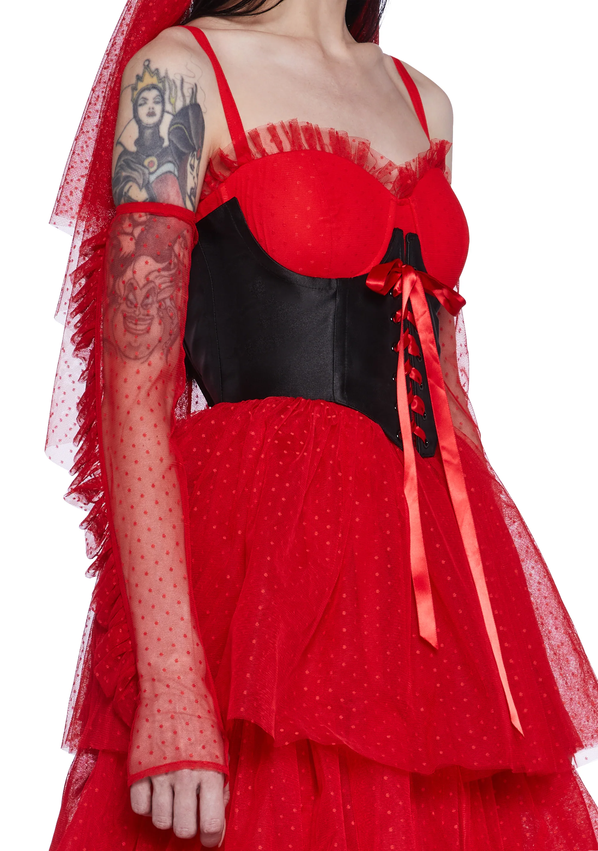 The Red Wedding Lace Maxi Dress And Gloves Set - Image 2