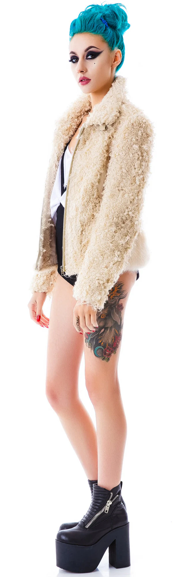 The Teddy Faux Fur Jacket - Black - Image 10