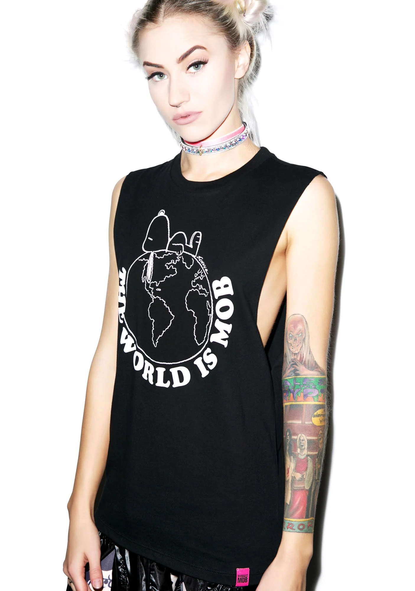 The World Is Mob Muscle Tee - Black - Image 10