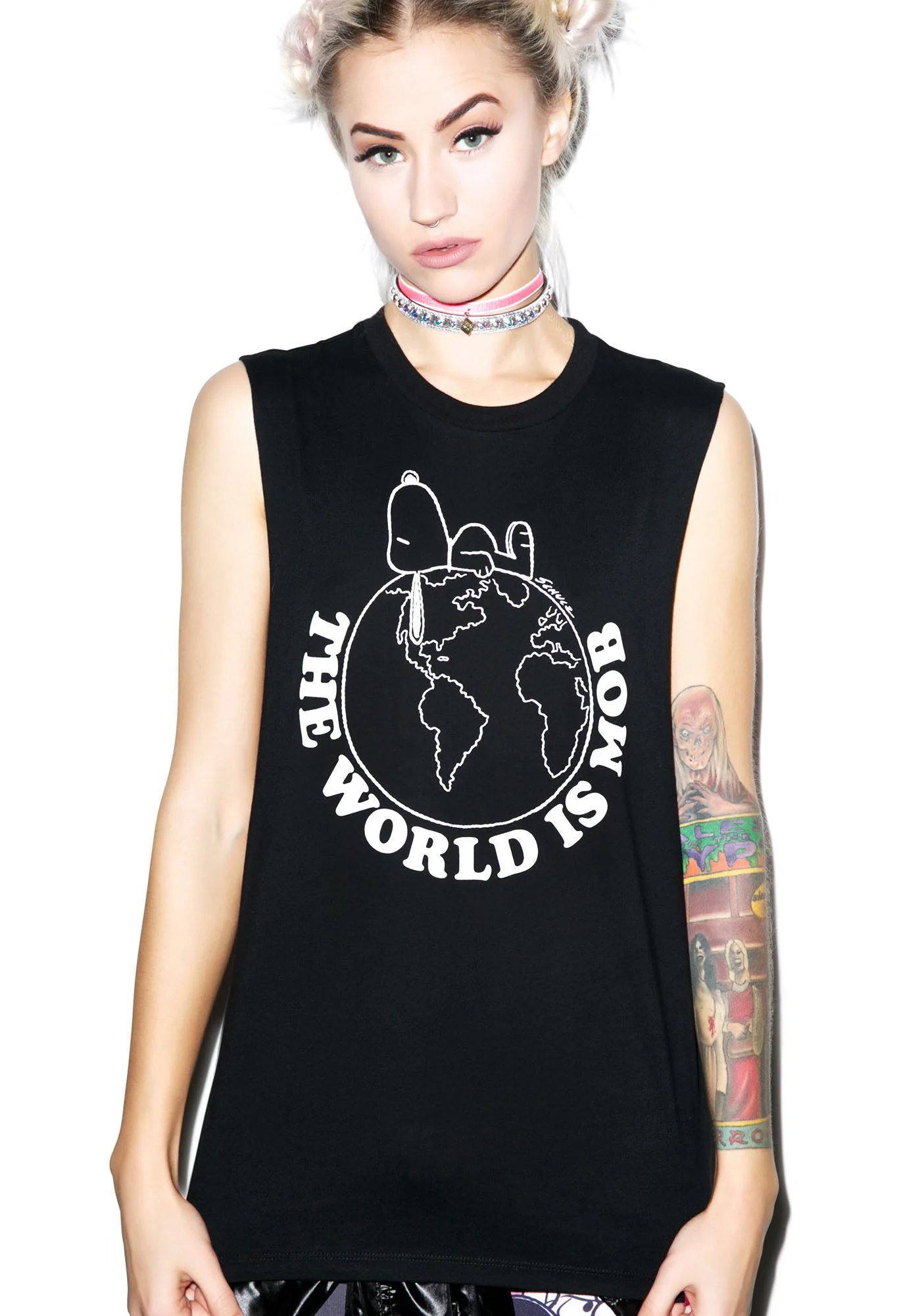 The World Is Mob Muscle Tee - Black - Image 8