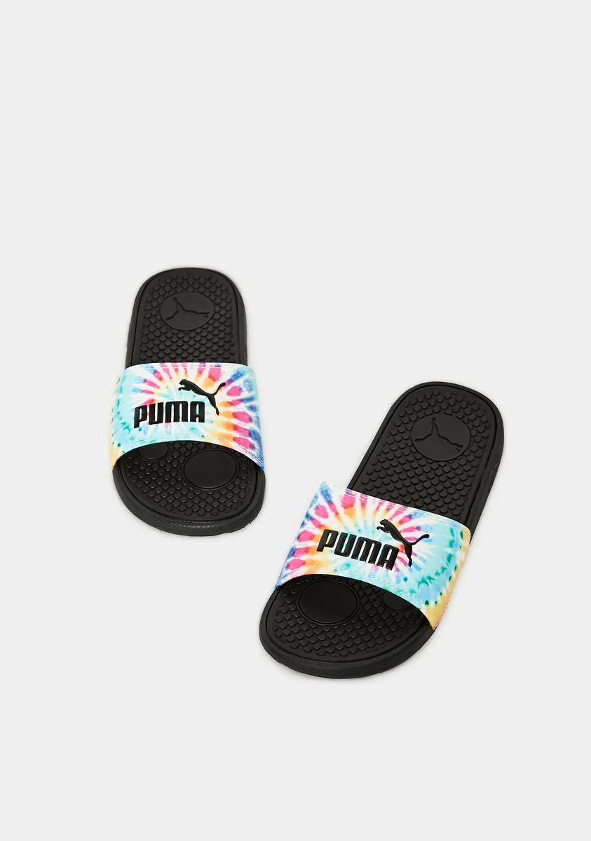 Tie Dye Cool Cat Women's Slides - Image 2
