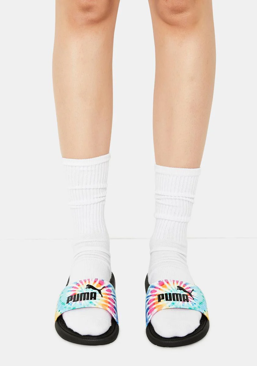 Tie Dye Cool Cat Women's Slides - Image 4