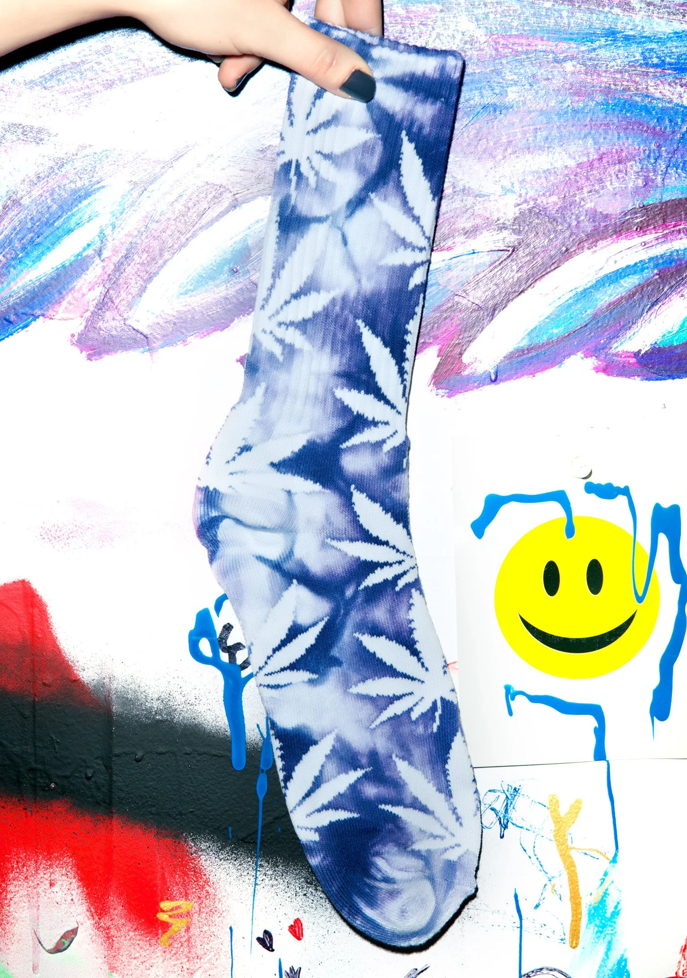 Tie Dye Plantlife Crew Sock - Dark Blue - Image 17