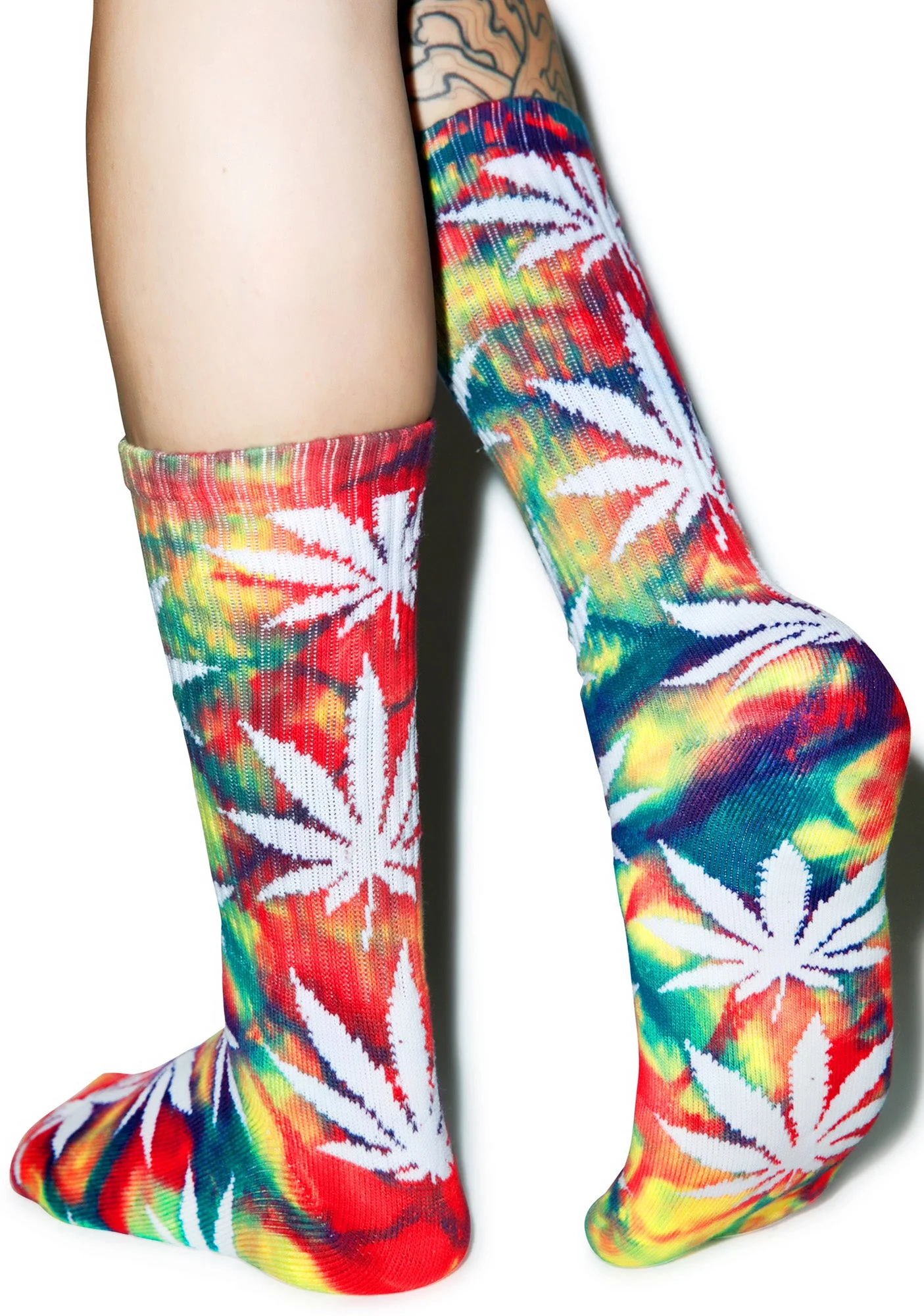 Tie Dye Plantlife Crew Sock - Off White - Image 12