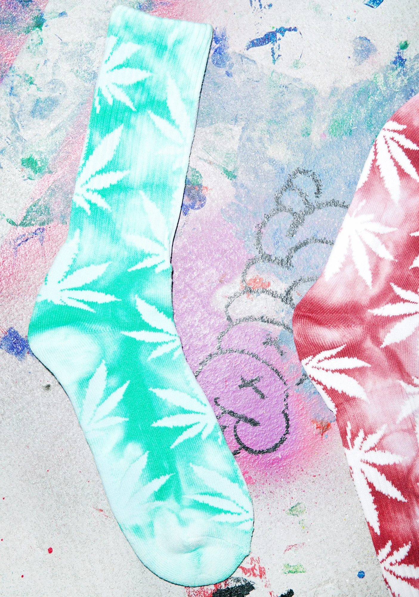 Tie Dye Plantlife Crew Sock - Black - Image 11