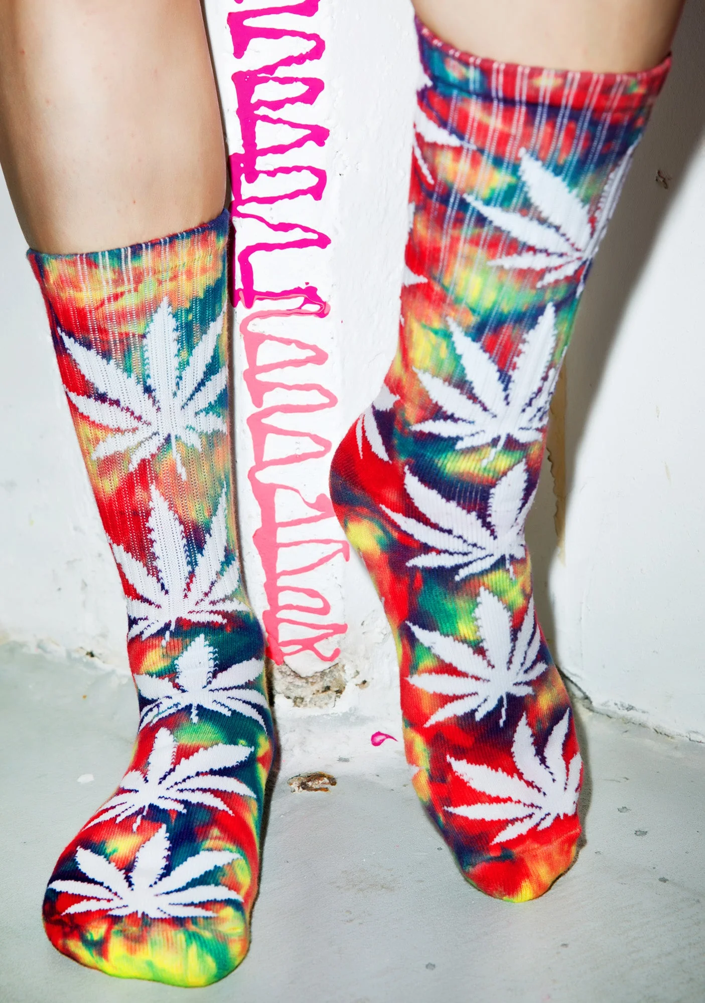 Tie Dye Plantlife Crew Sock - Black - Image 19