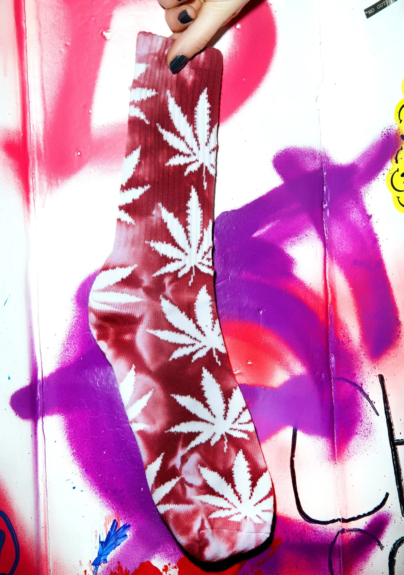 Tie Dye Plantlife Crew Sock - Black - Image 5