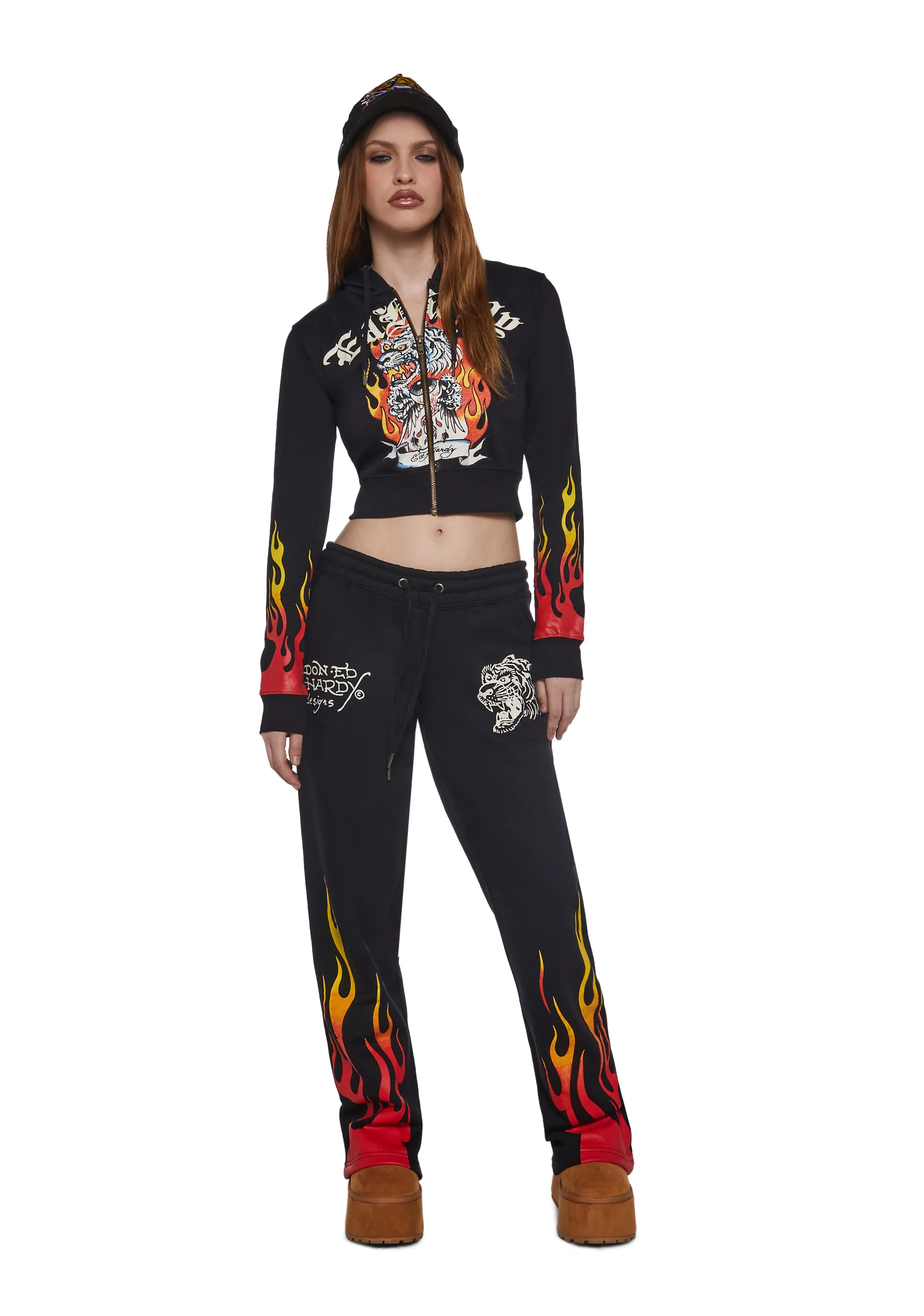 Tiger Flame Crop Zip Hoodie - Image 2