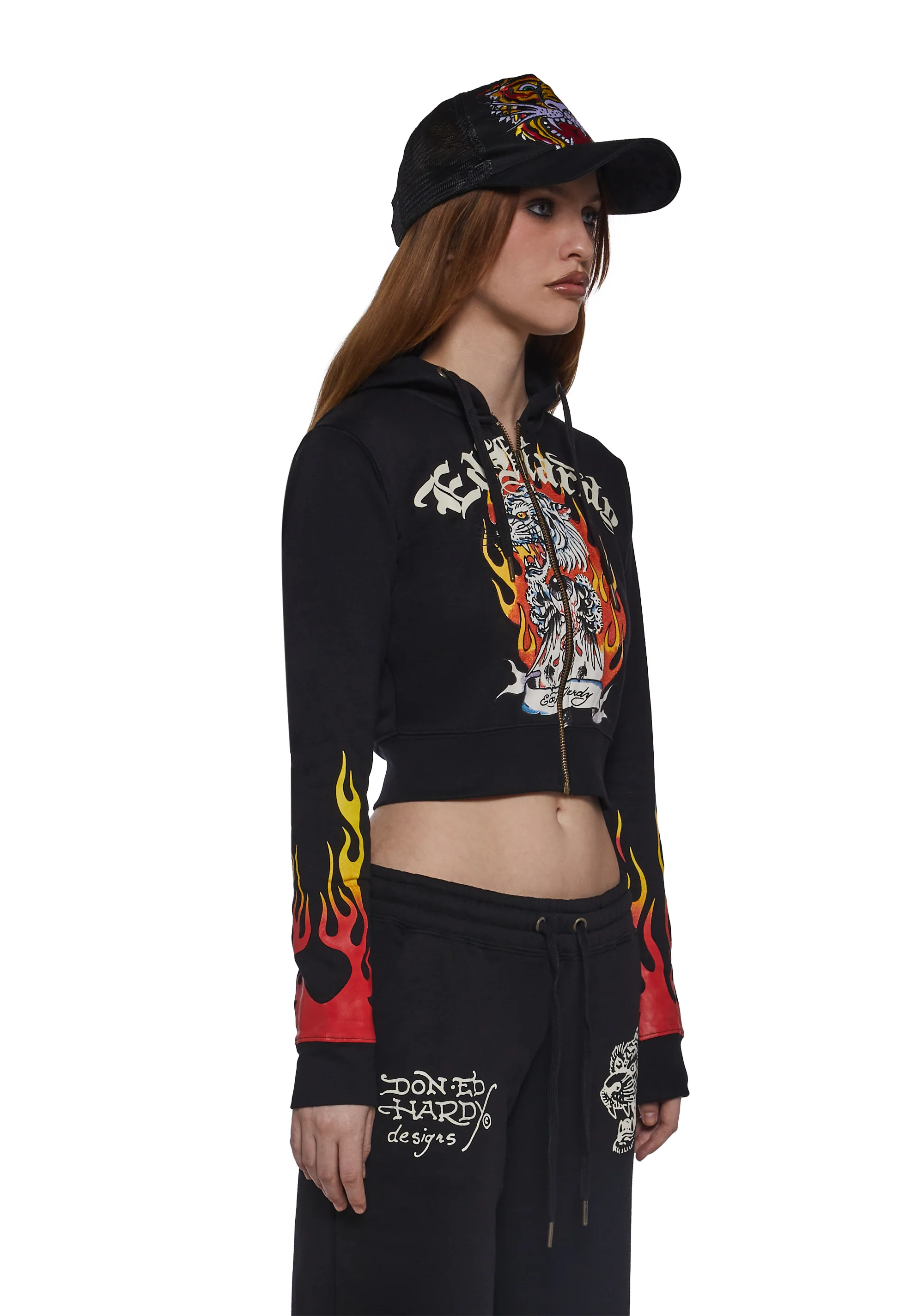 Tiger Flame Crop Zip Hoodie - Image 3