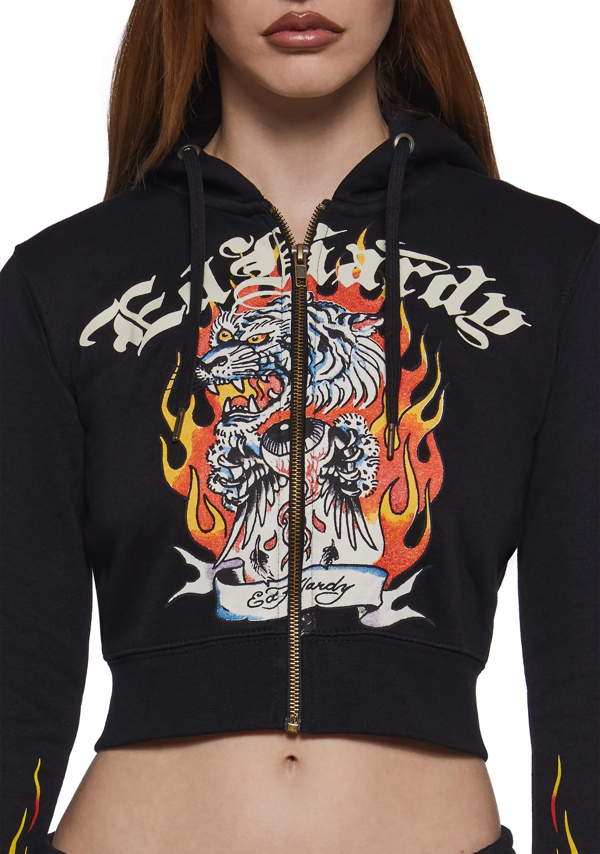Tiger Flame Crop Zip Hoodie - Image 5