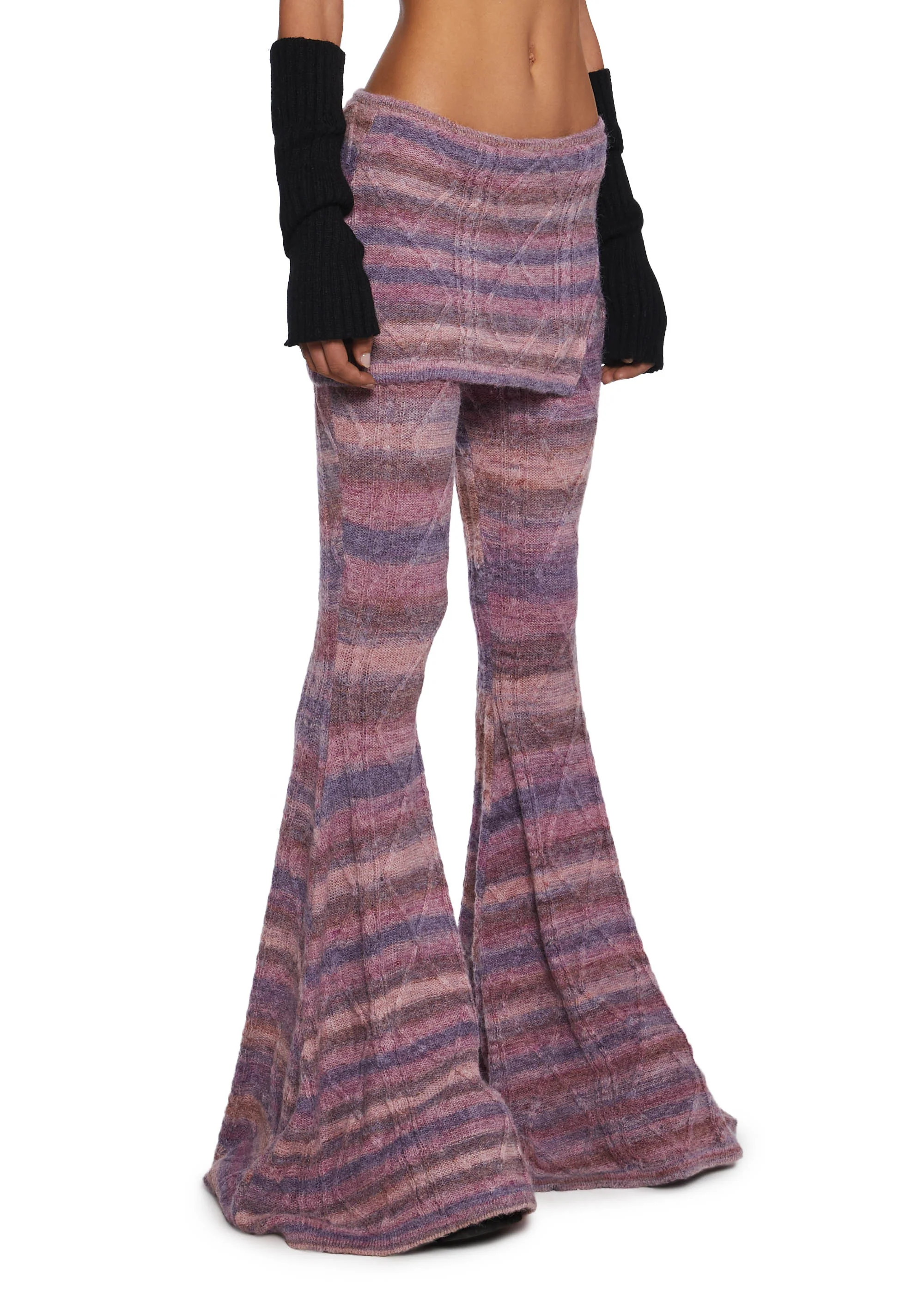 Total Romance Cable Knit Flared Pants With Skirt - Image 2