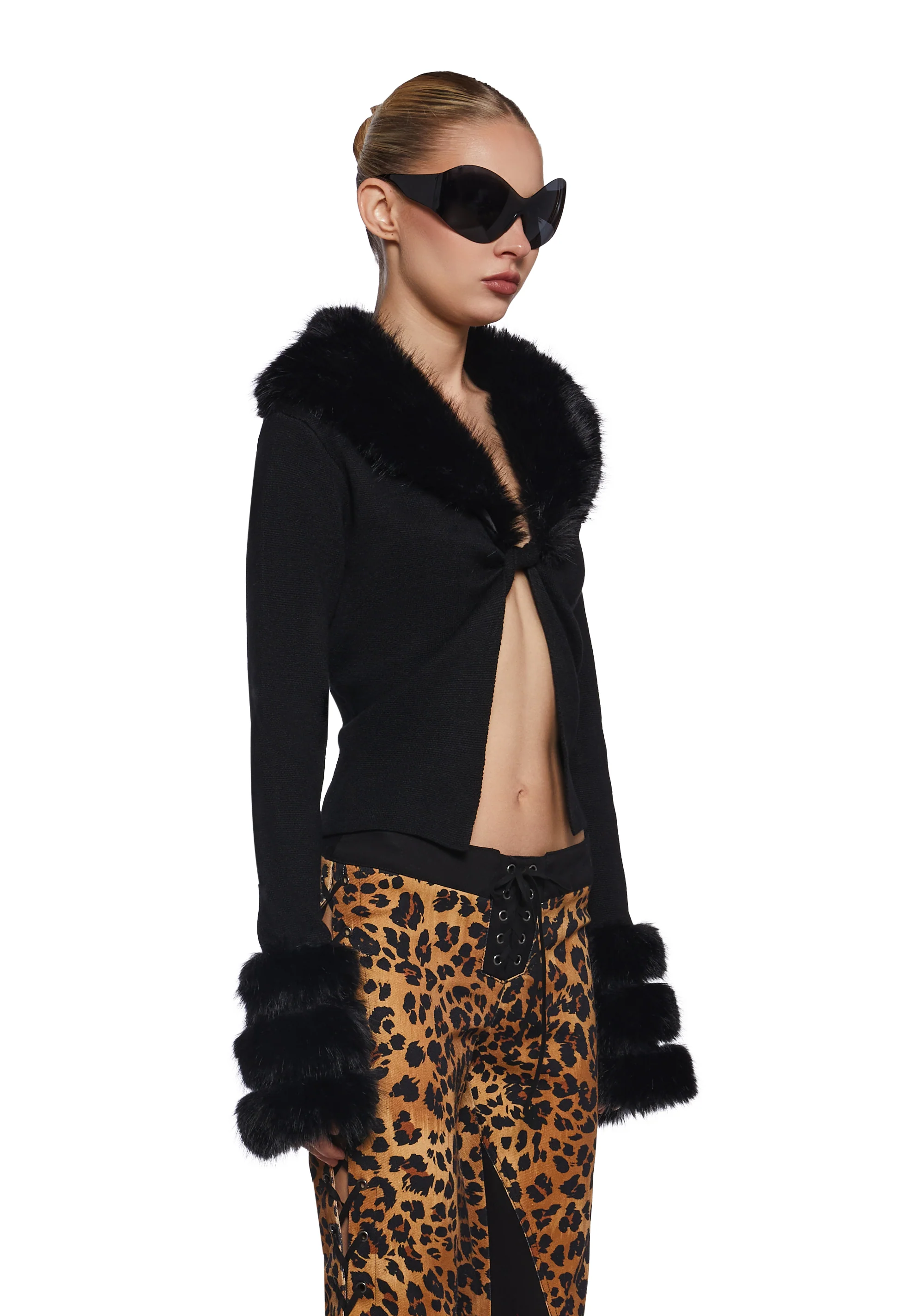 Touches Of Glam Faux Fur Cardigan - Image 3