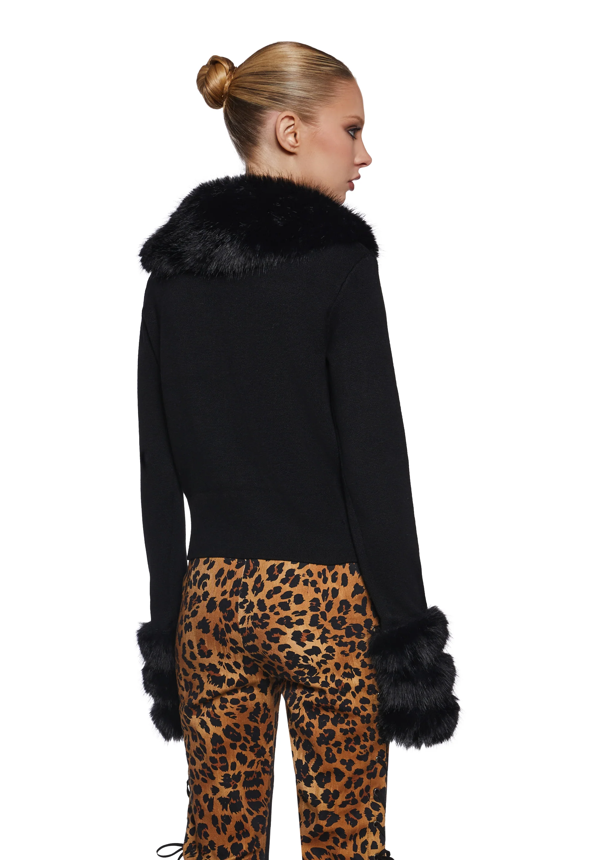 Touches Of Glam Faux Fur Cardigan - Image 4