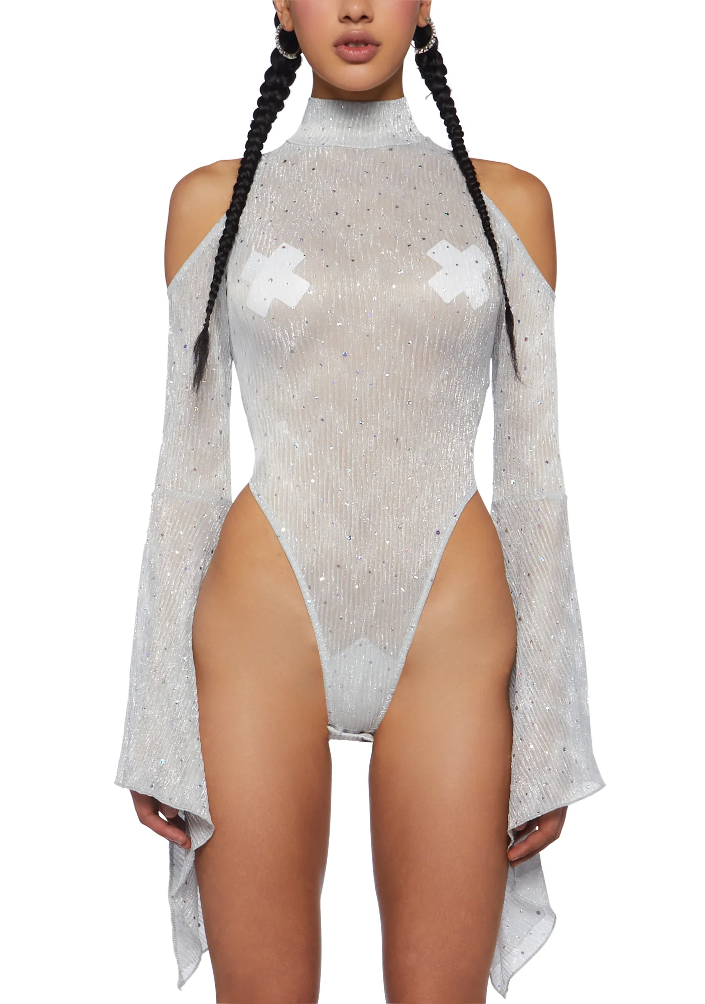 Transcendent Spectre Sequin Bodysuit - White - Image 5