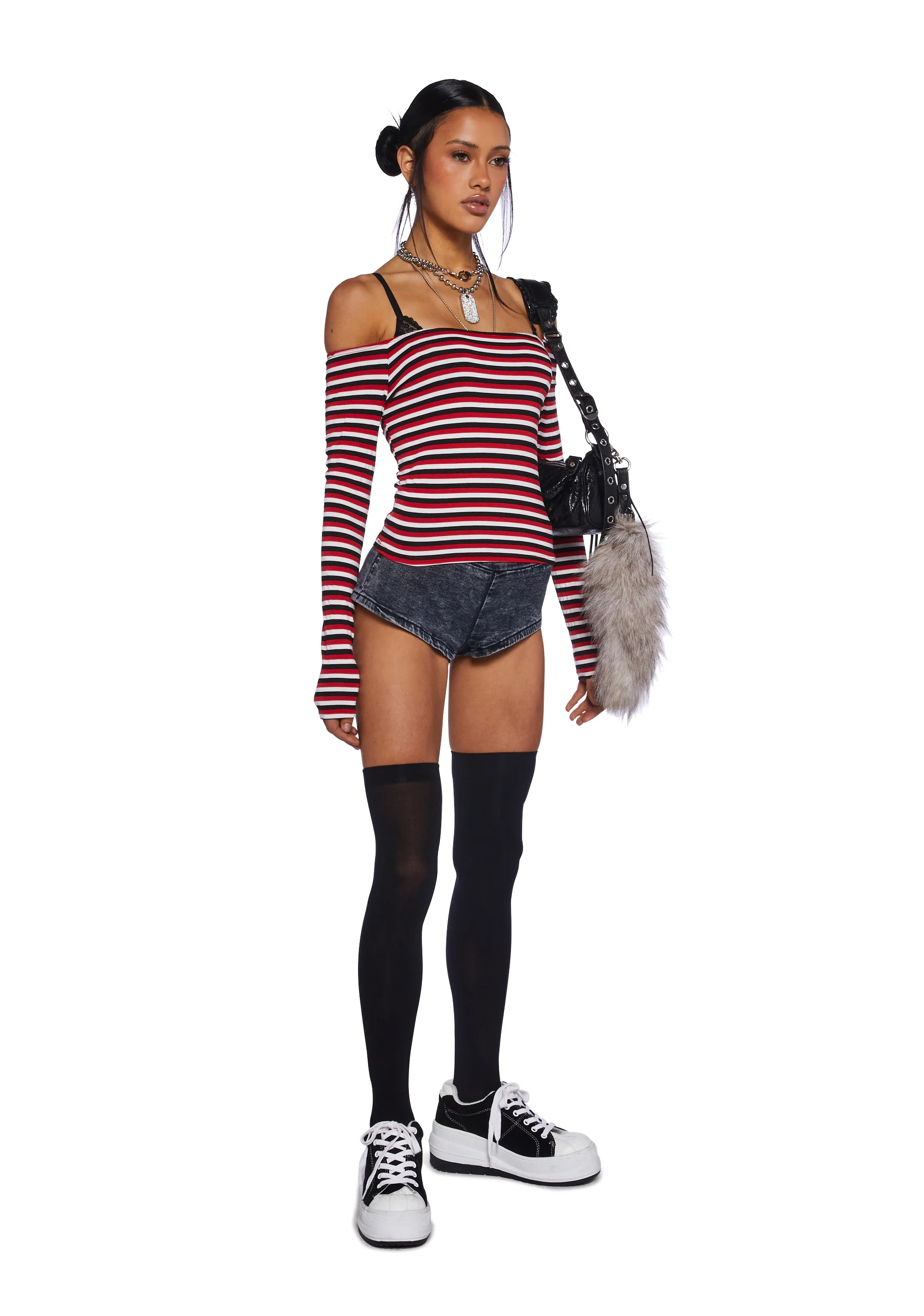 Trapeze Artist Off the Shoulder Top - Red - Image 3