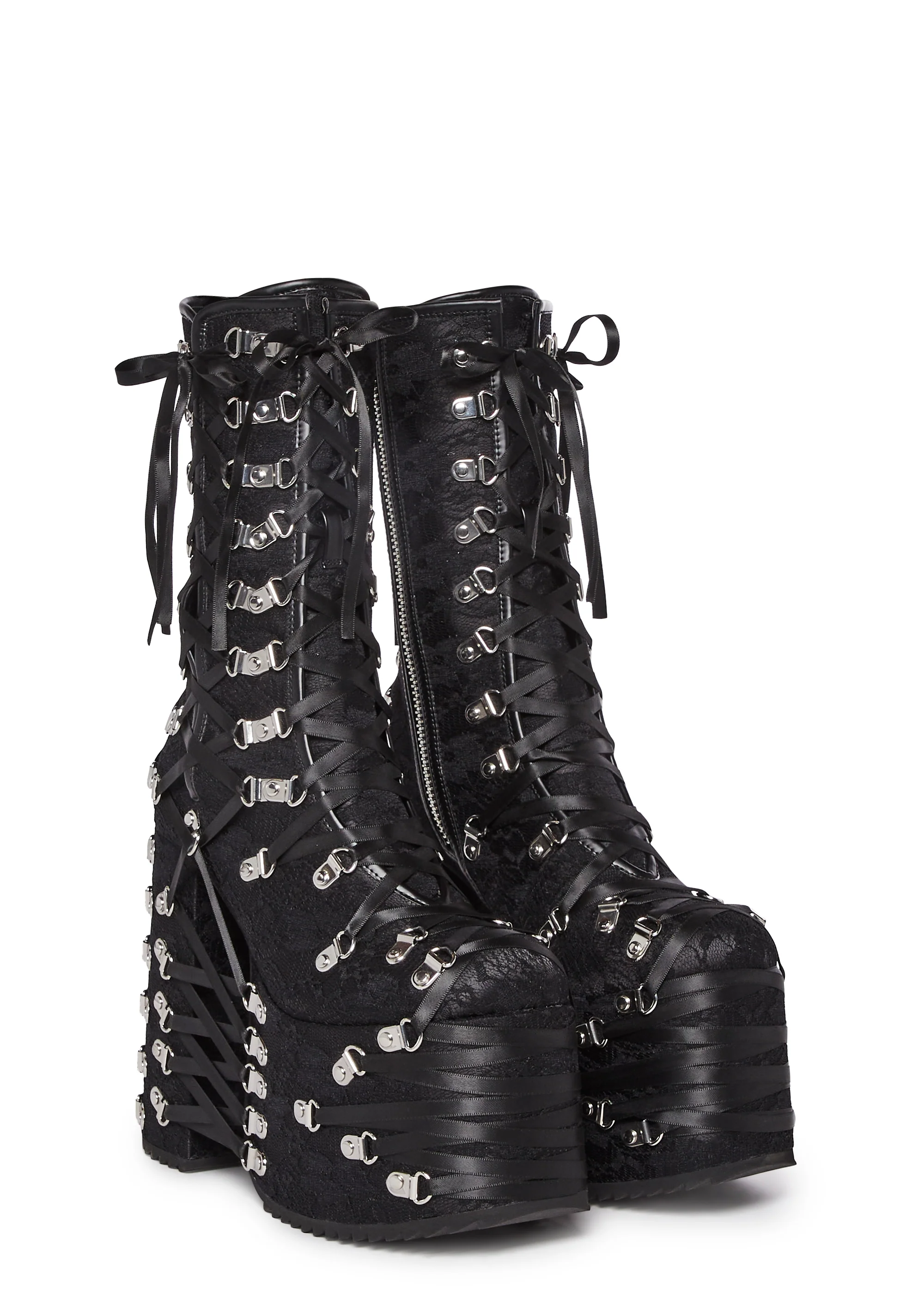 Trapped In Despair Platform Boots - Lace - Image 3