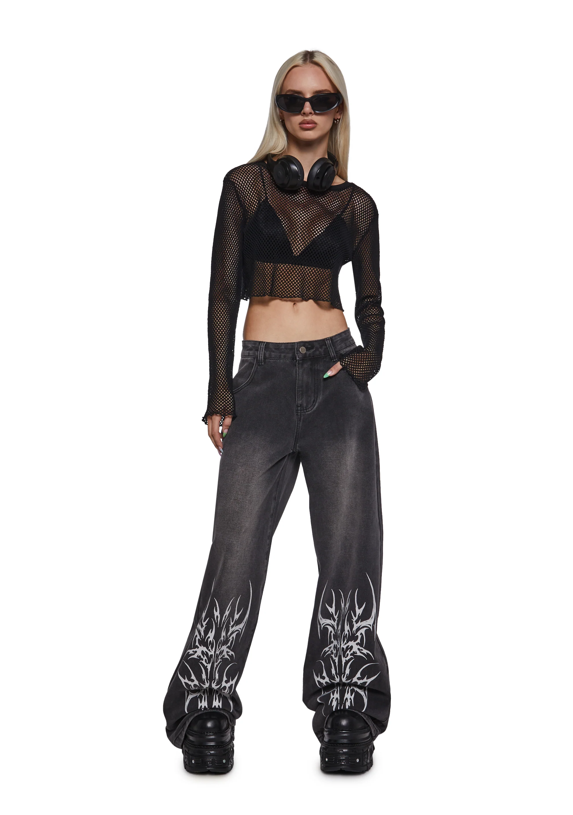 Sinful Attitude Wide Leg Jeans - Abstract - Image 2
