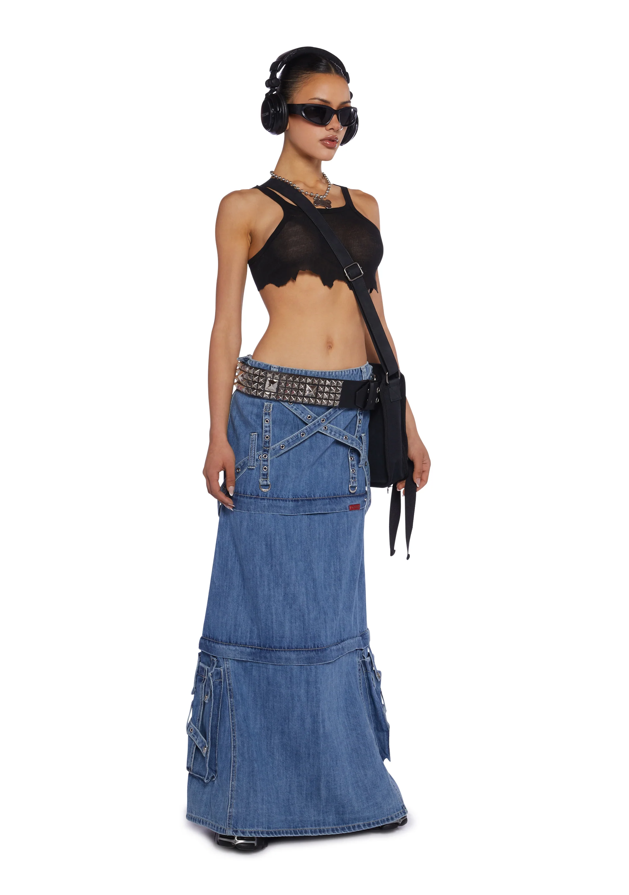 Triple Zip Off Convertible Maxi Skirt - Image 2