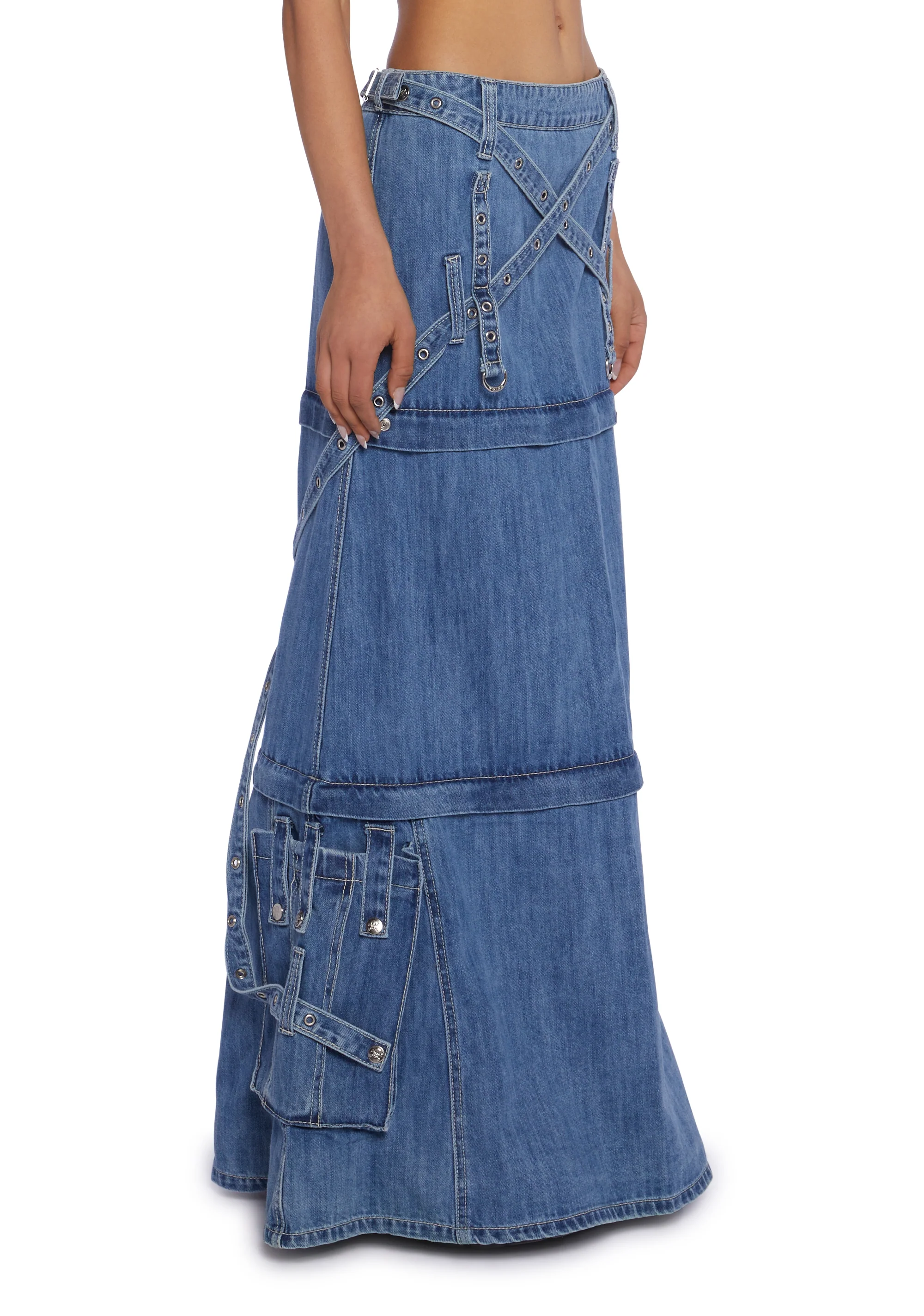 Triple Zip Off Convertible Maxi Skirt - Image 3