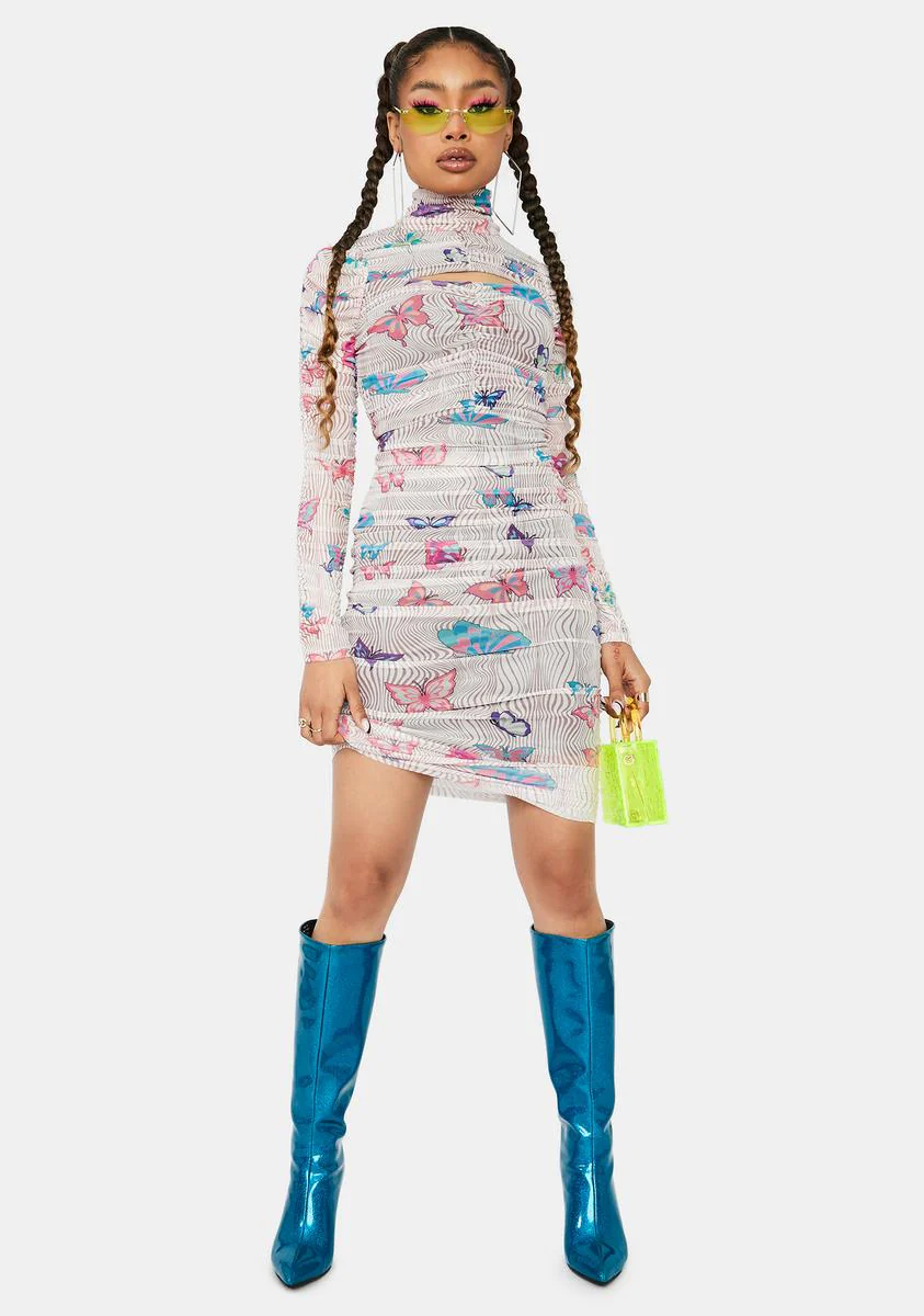 Trippin' Butterflies Mesh Midi Dress - Image 3